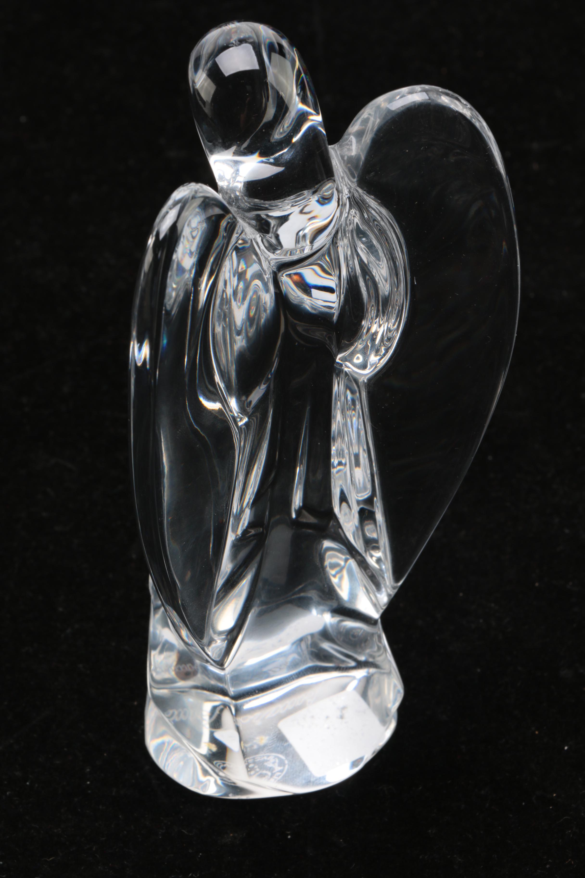 Baccarat Crystal Angel with Edenfalk Skruf Etched Vase