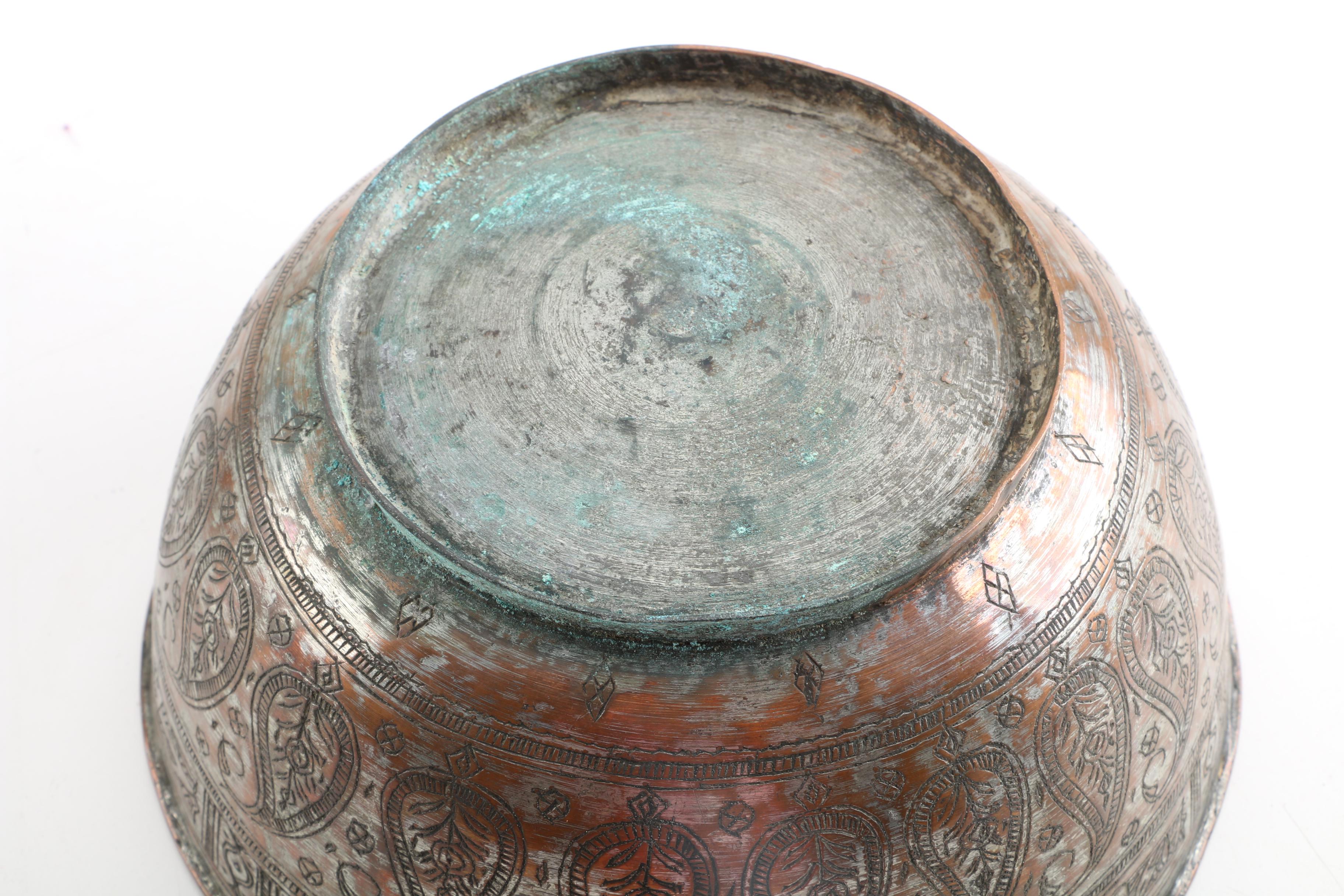 Grouping of Copper Plates, Bowls and Candleholder