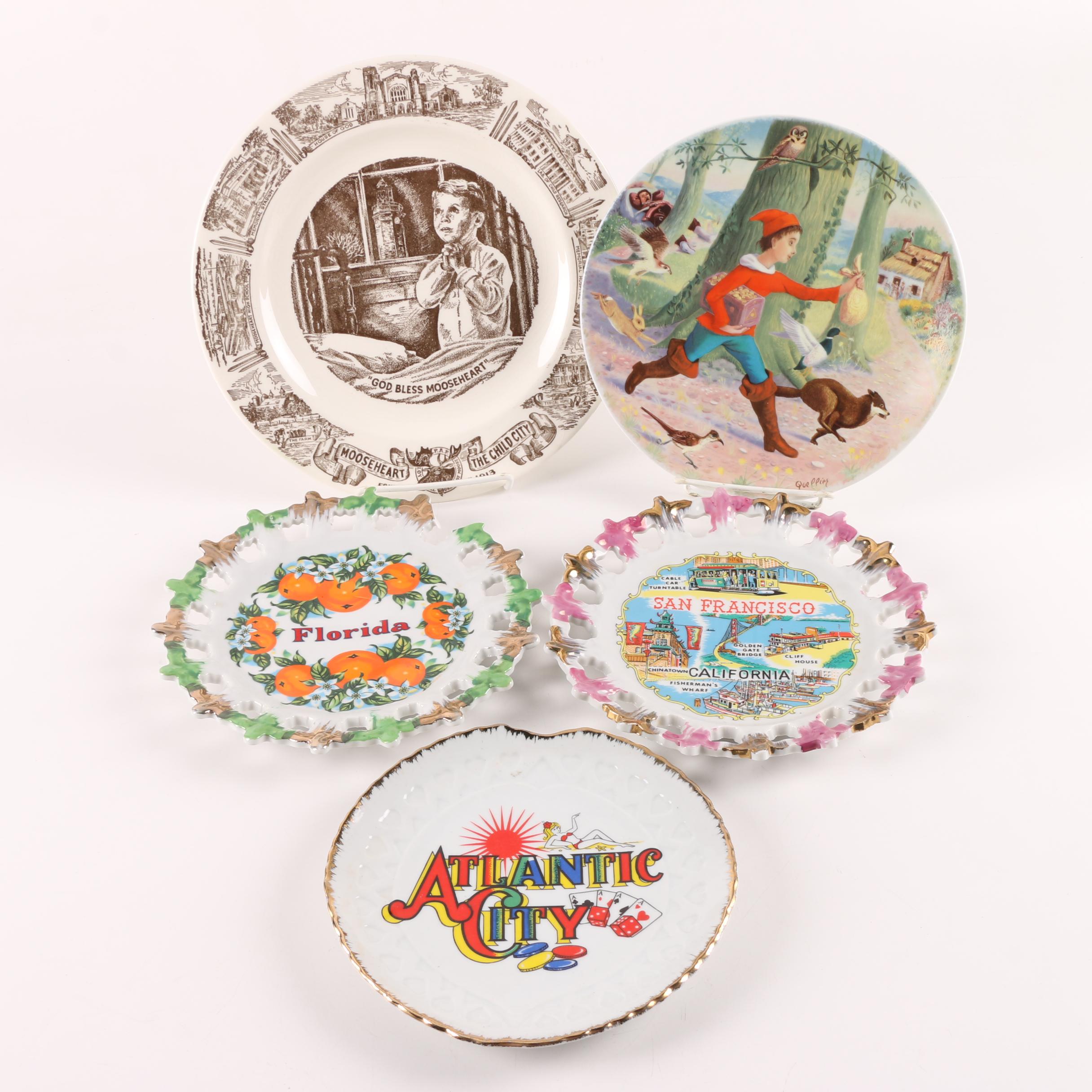Vintage "Le Petit Poucet", "Nine O'Clock Ceremony" and Souvenir Plates