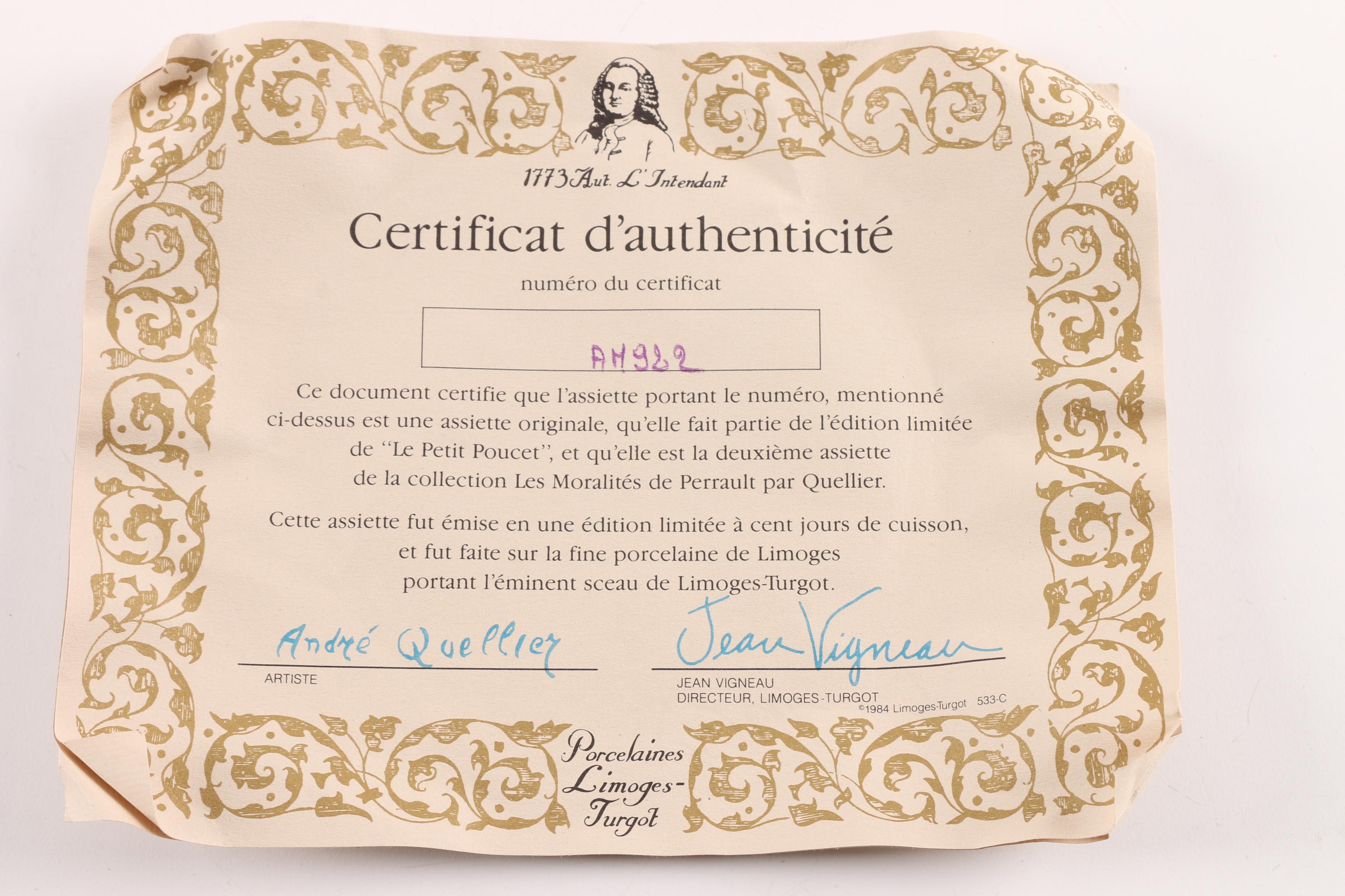 Vintage "Le Petit Poucet", "Nine O'Clock Ceremony" and Souvenir Plates