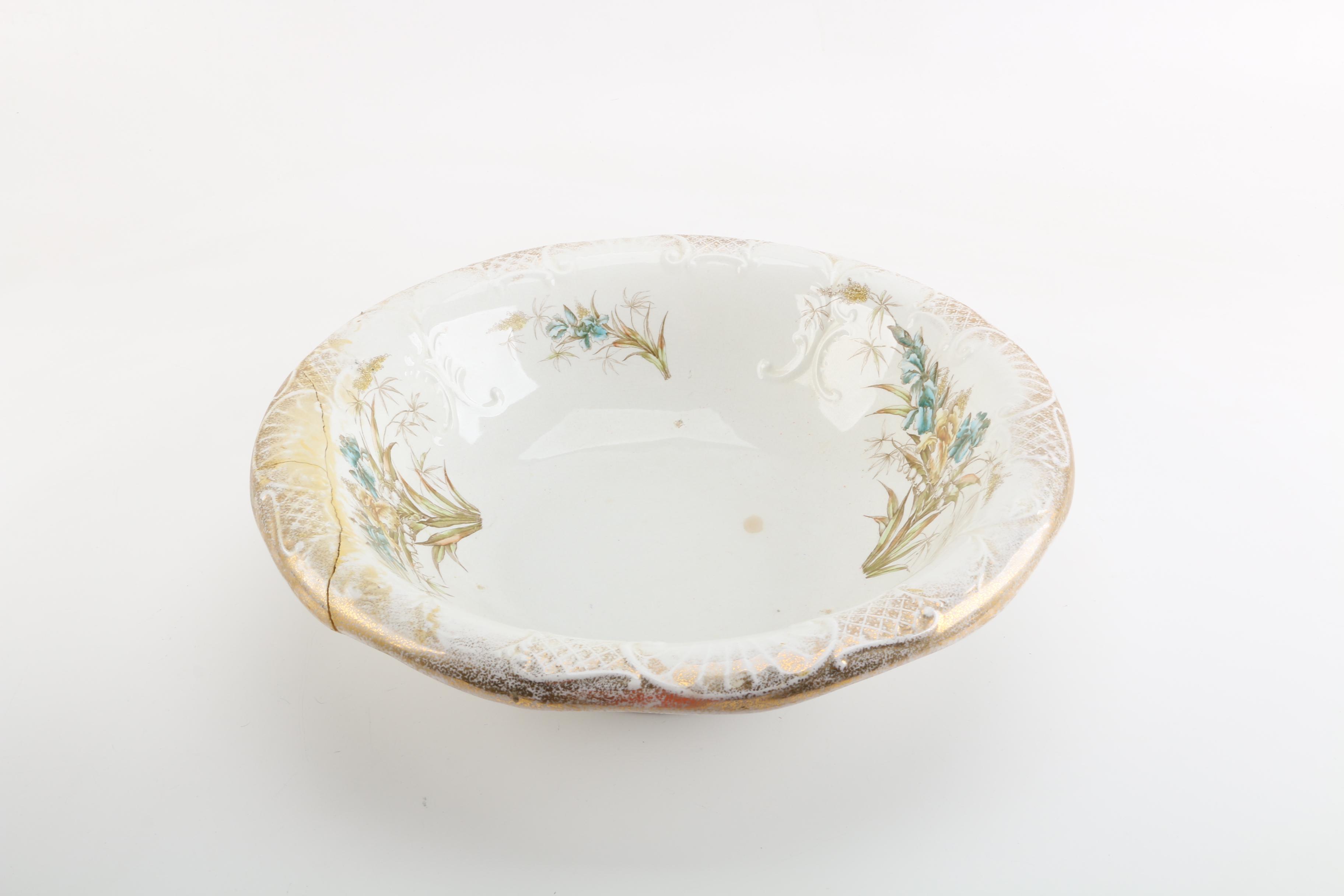 Vintage Edwin Bennett Semi-Porcelain Pitcher and Basin