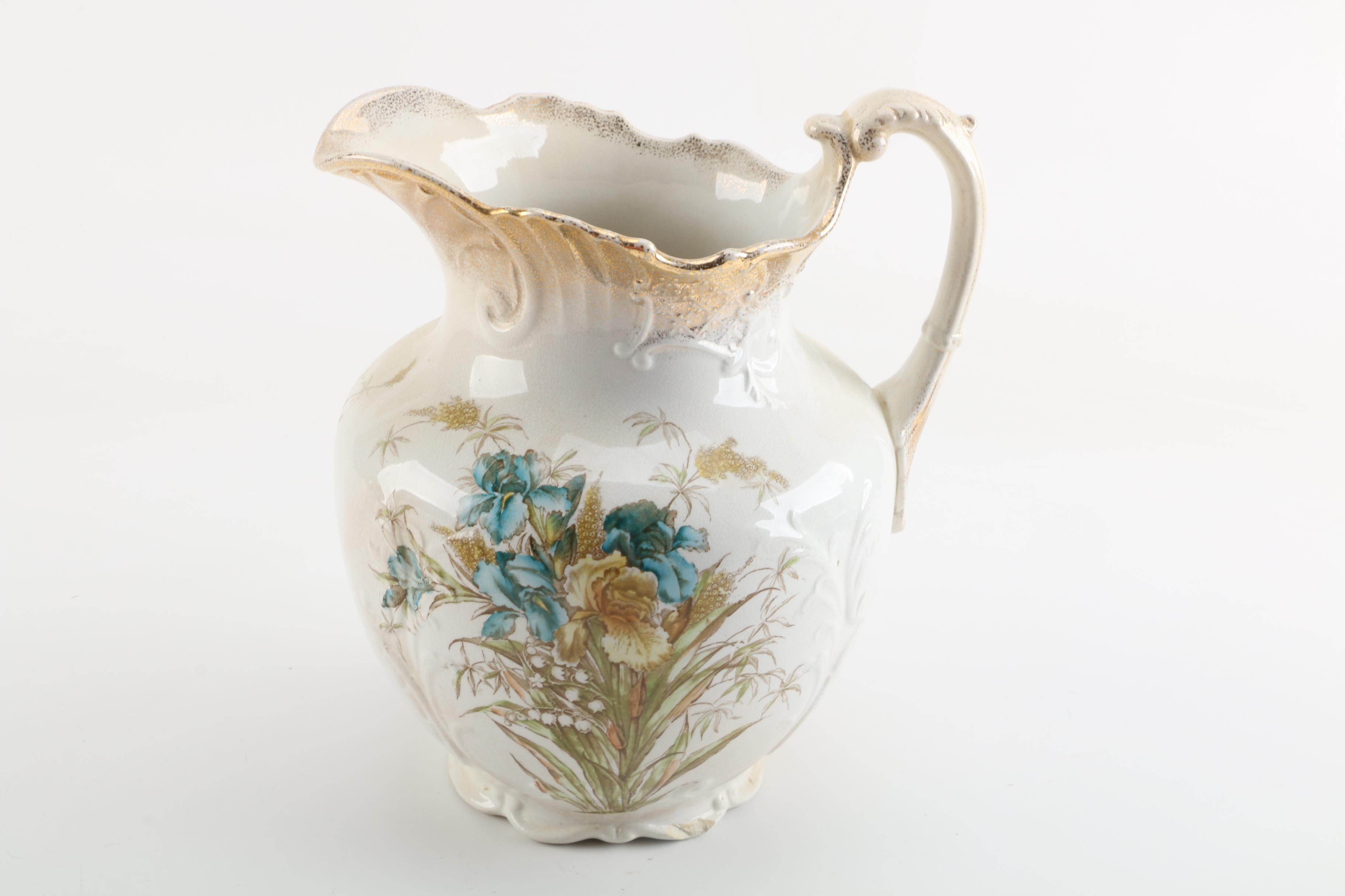 Vintage Edwin Bennett Semi-Porcelain Pitcher and Basin