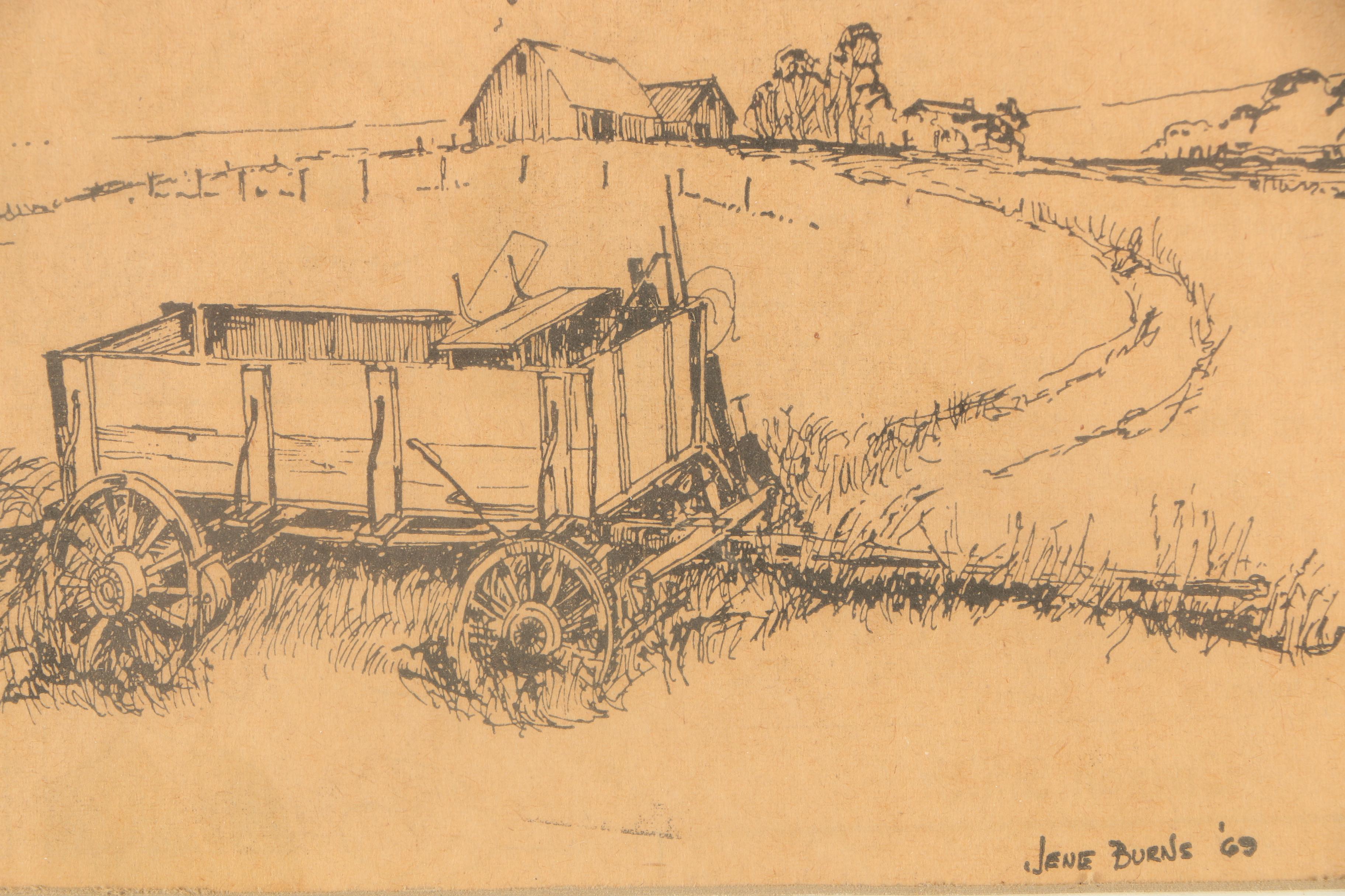 Offset Lithographic Reproduction Prints After Jene Burns of Landscapes