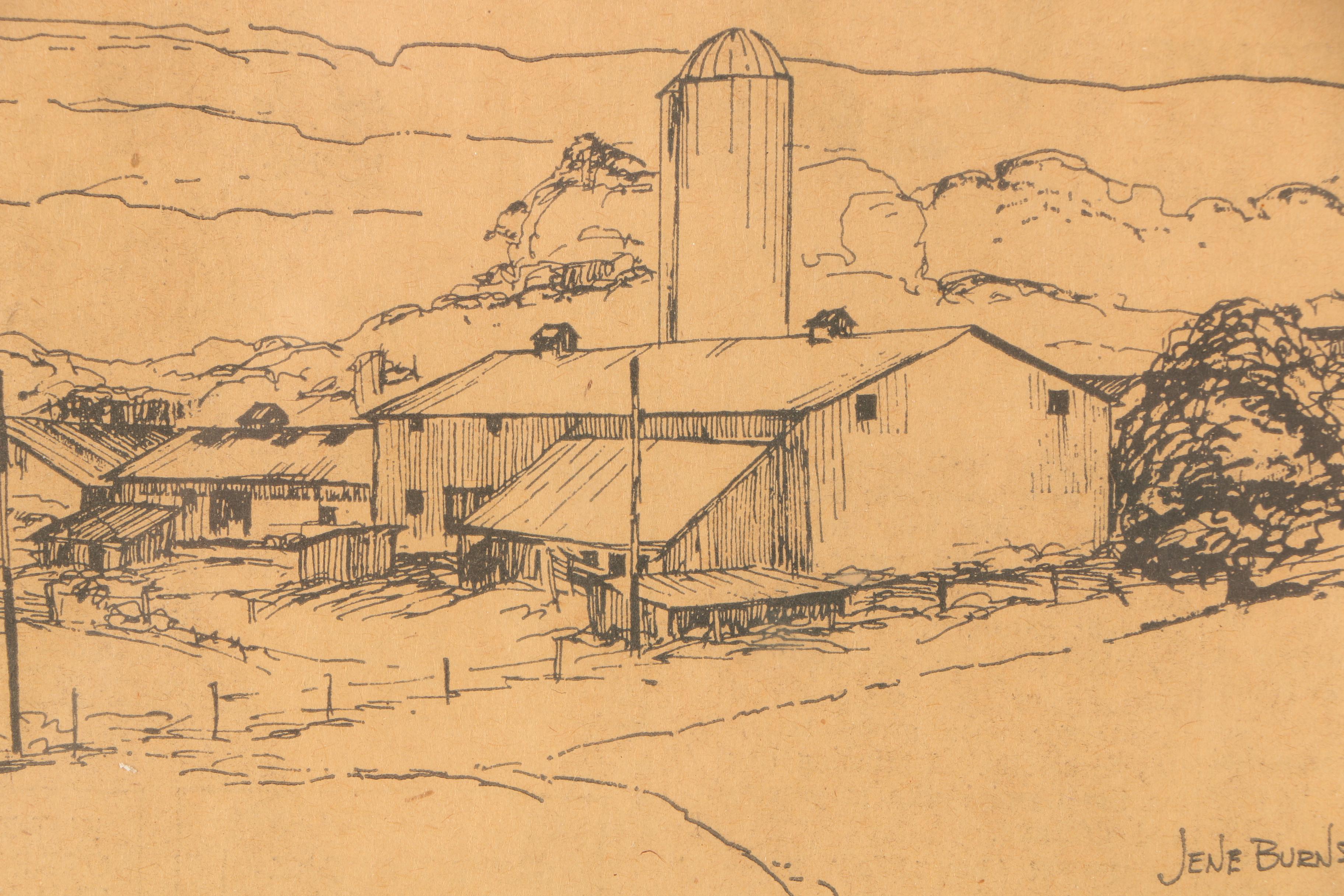 Offset Lithographic Reproduction Prints After Jene Burns of Landscapes