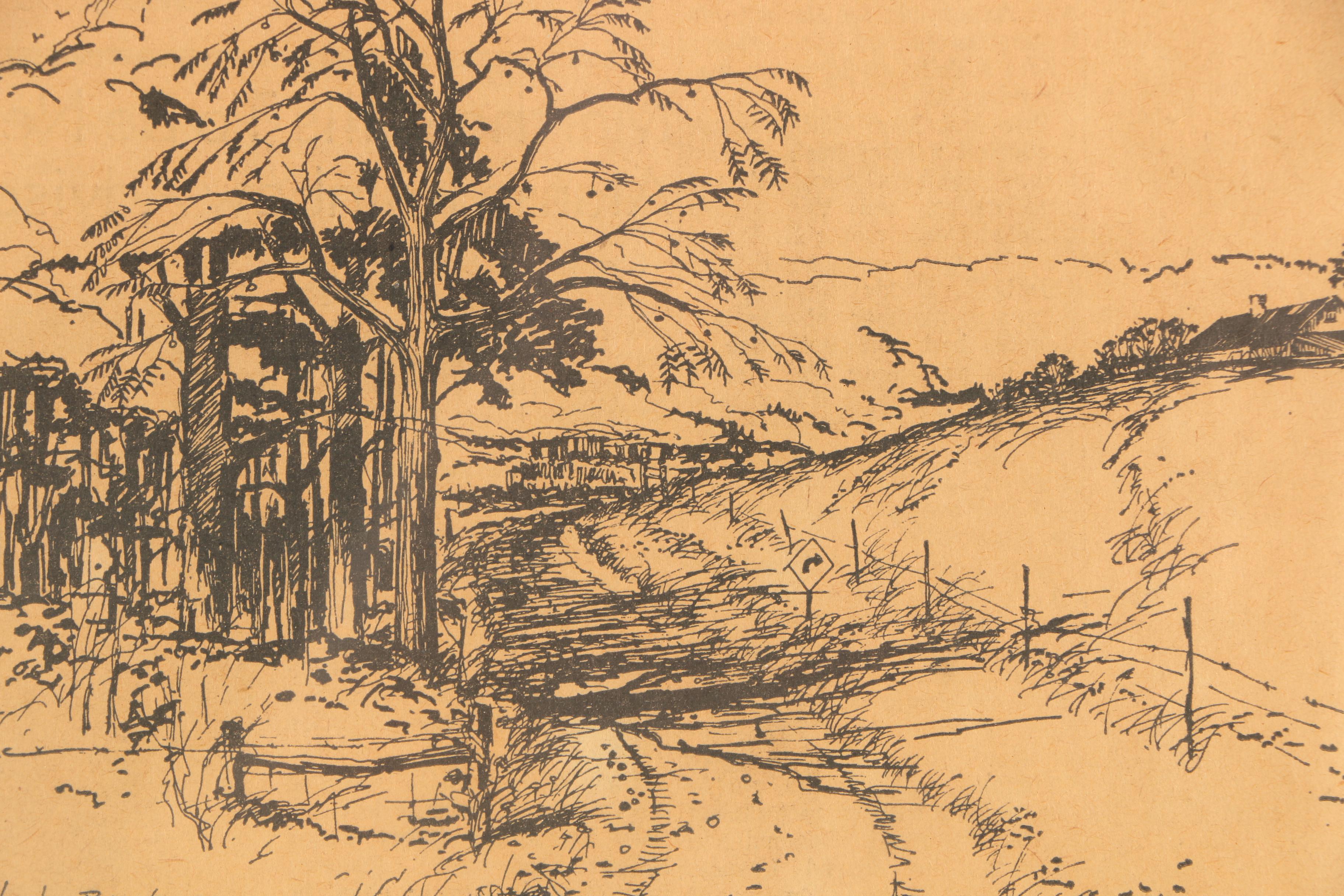 Offset Lithographic Reproduction Prints After Jene Burns of Landscapes