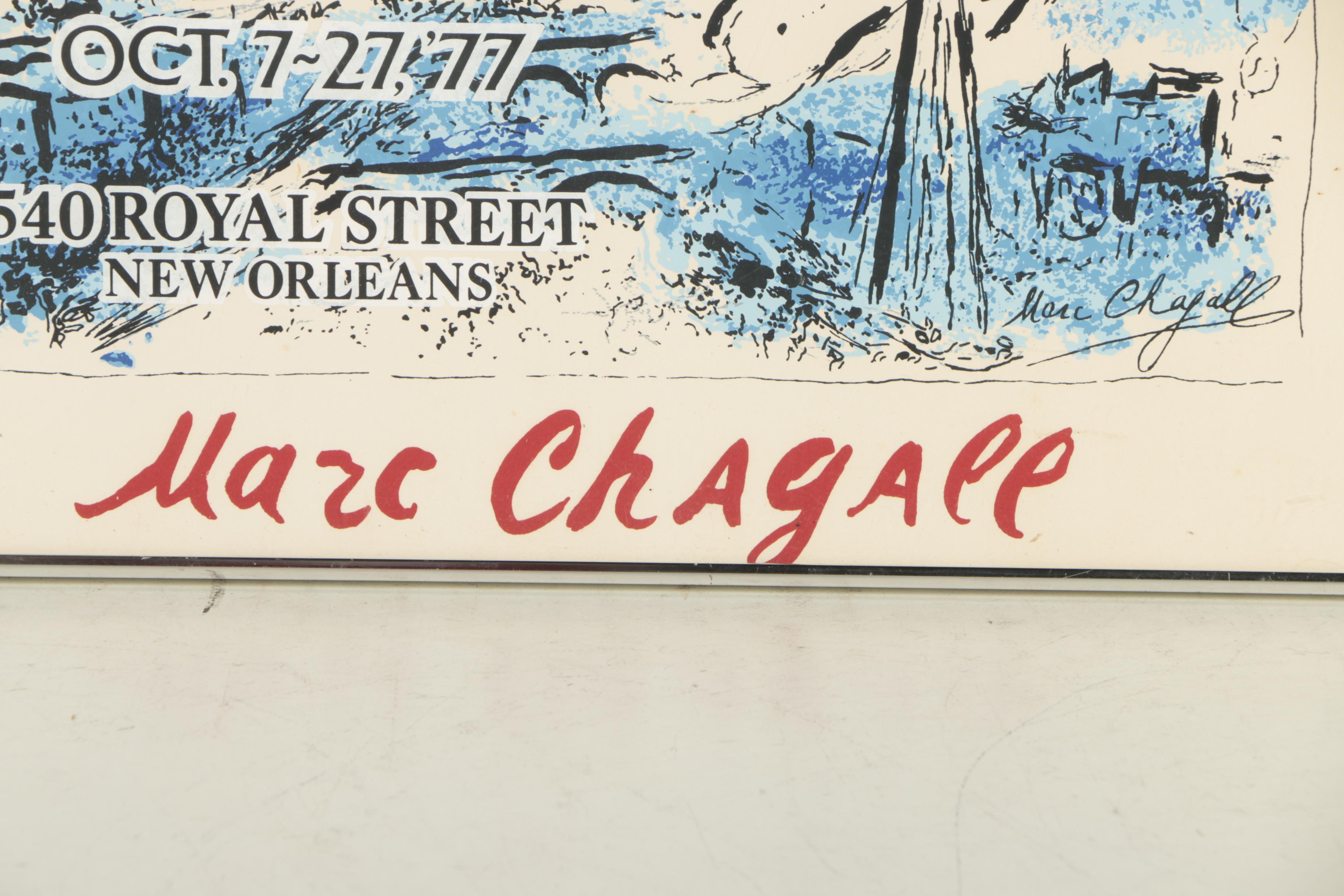 Serigraph of 1977 Marc Chagall Exhibition Poster