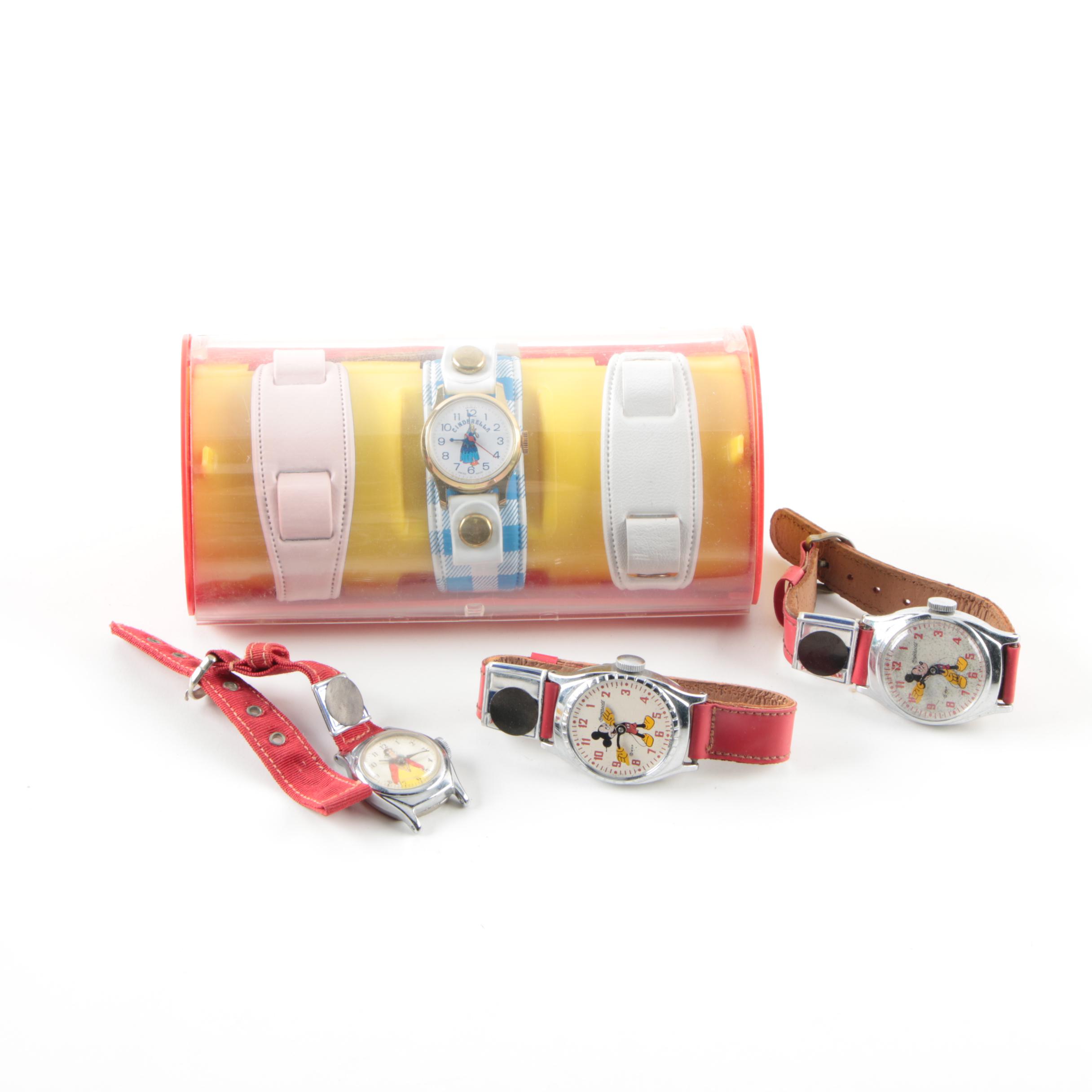 Bradley Cinderella and Disney Snow White and Mickey Mouse Watches