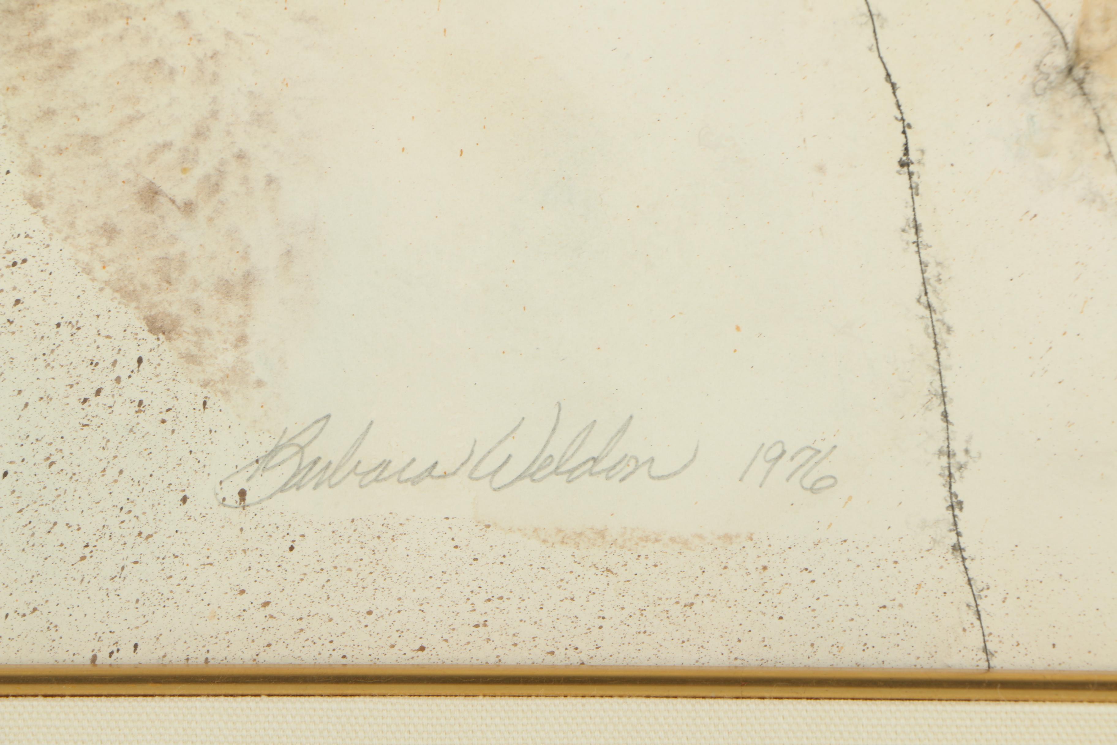 Barbara Weldon Ink and Watercolor Painting on Paper Collage