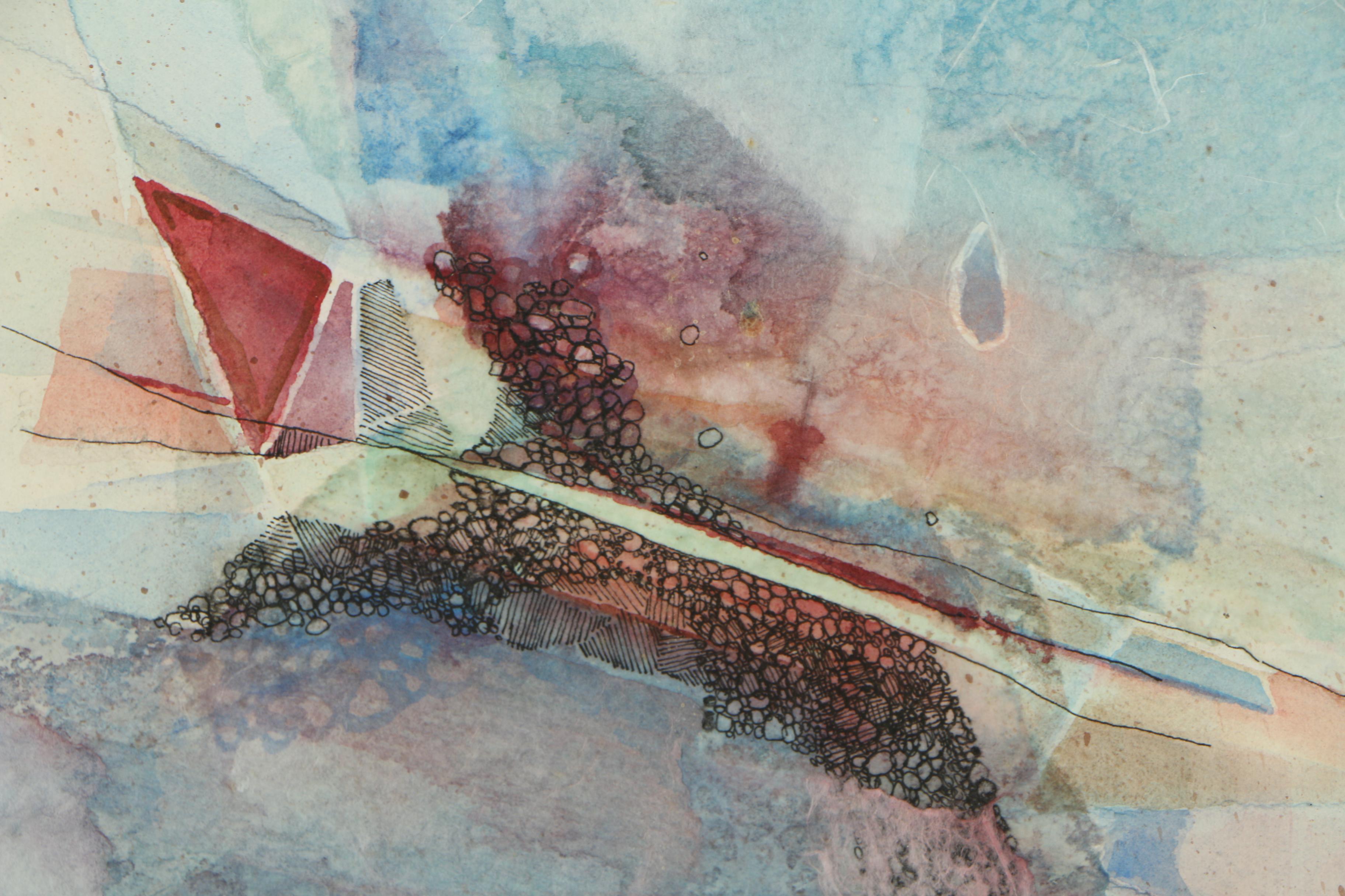 Barbara Weldon Ink and Watercolor Painting on Paper Collage