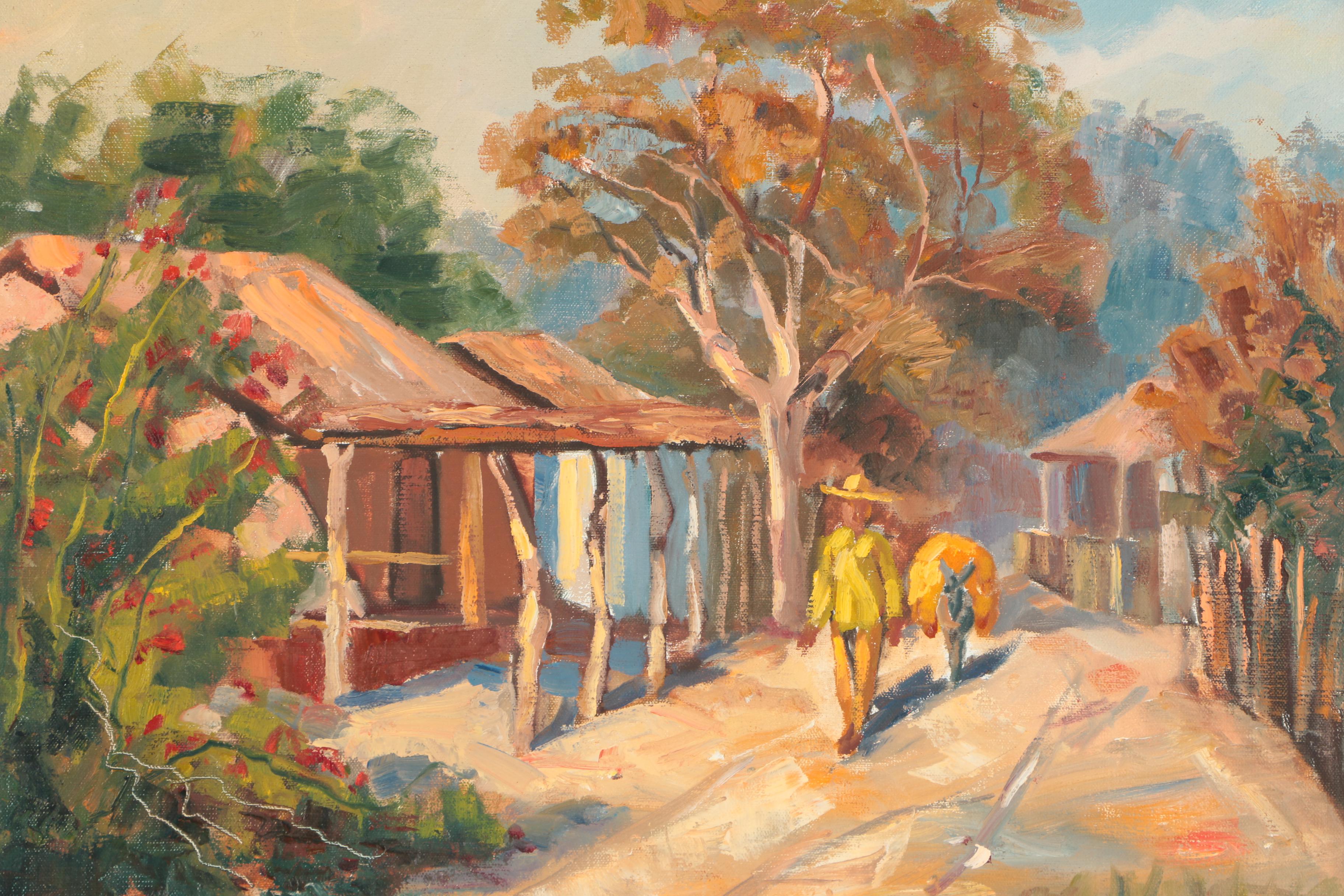 Oil Painting Attributed to Edward Hummer of a Village Scene
