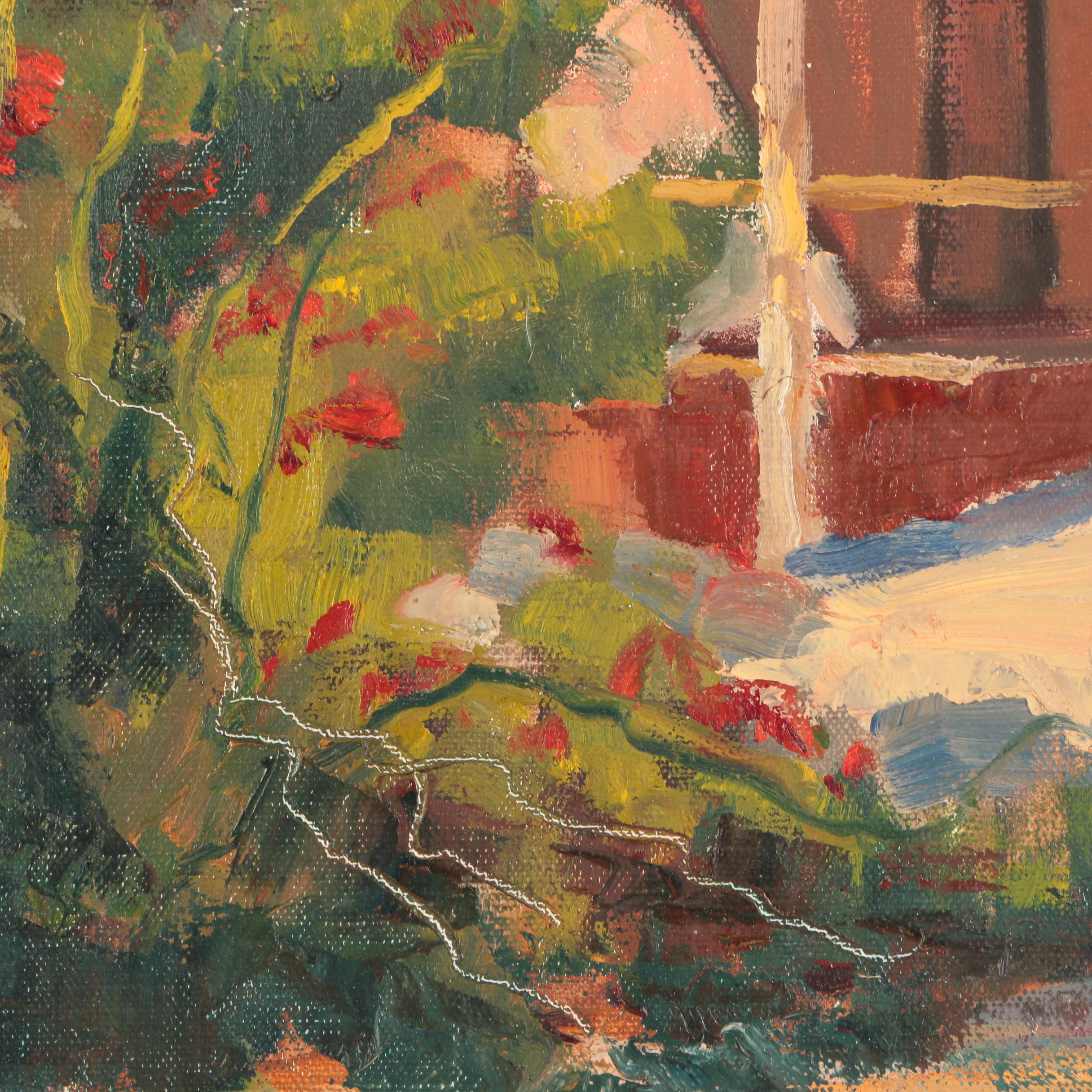 Oil Painting Attributed to Edward Hummer of a Village Scene