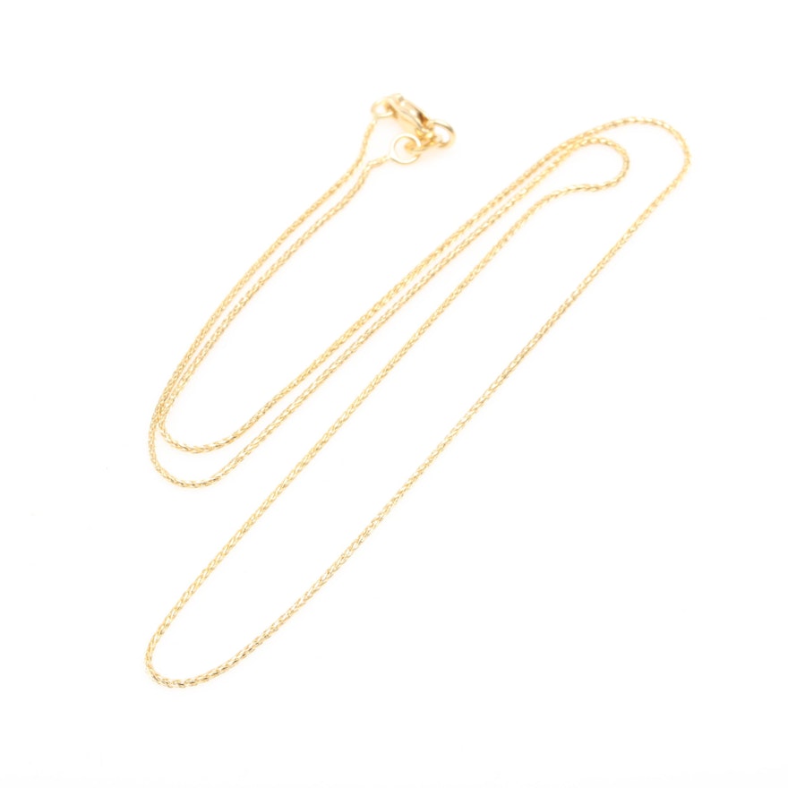 14K Yellow Gold Wheat Link Chain Necklace