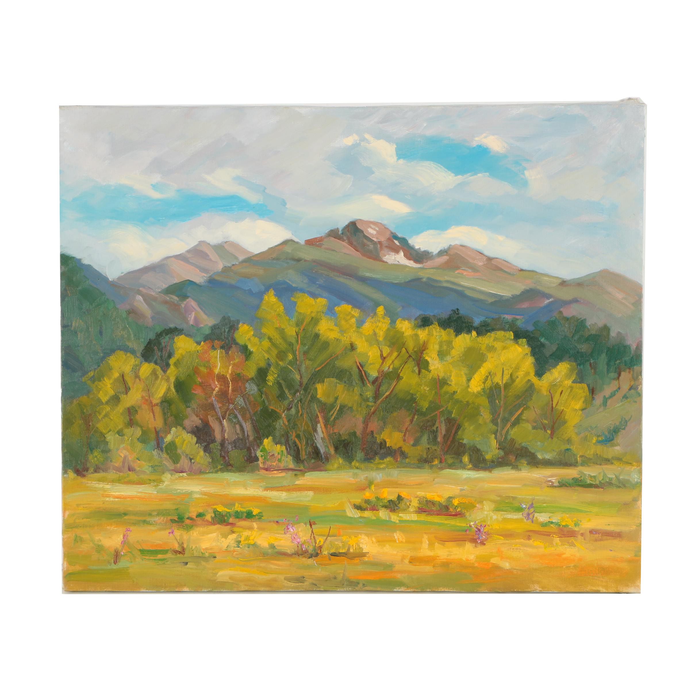 Oil Painting After the Manner of Edward J. Hummer of Western Mountain Landscape