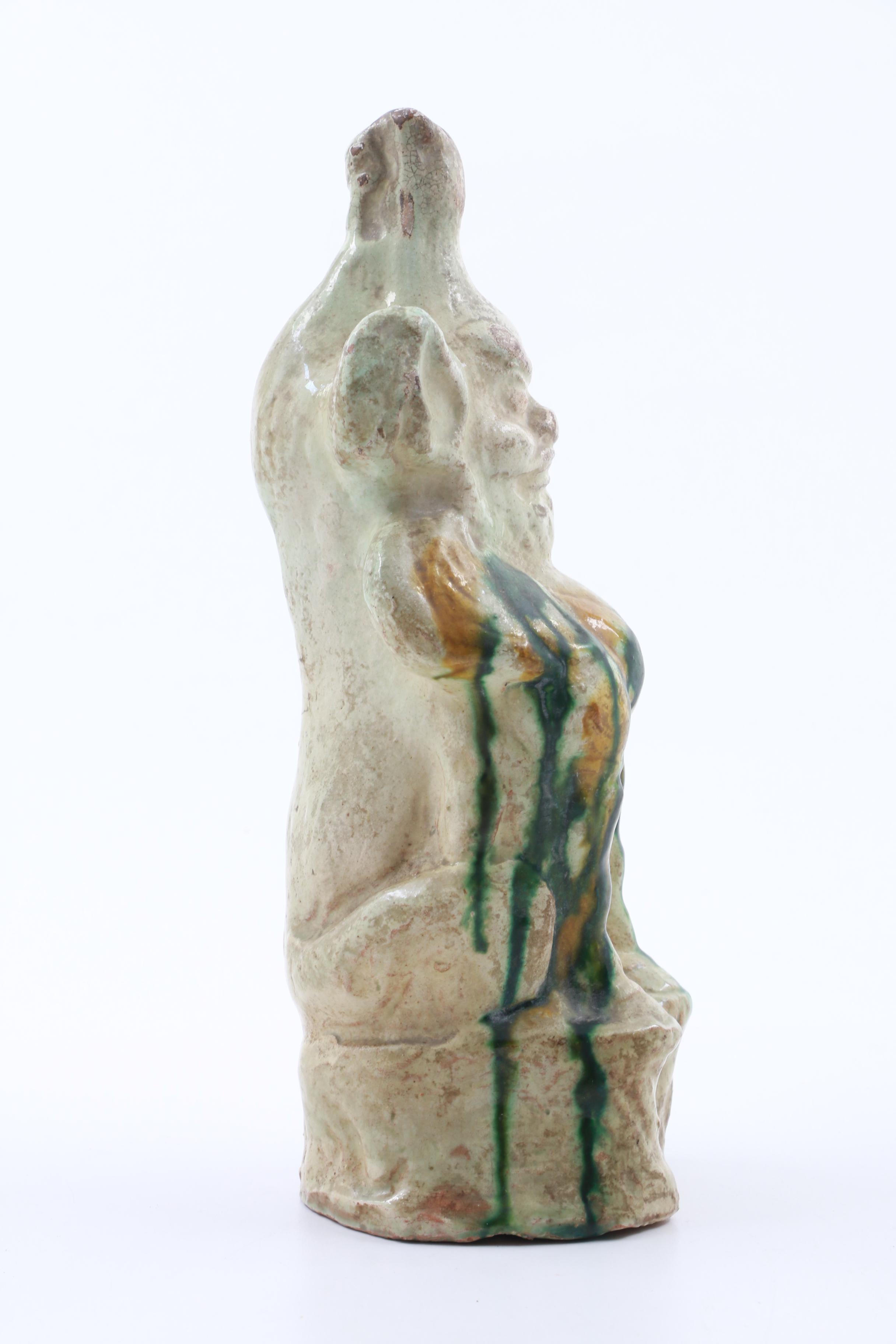 Chinese Glazed Ceramic Figural Roof Tile