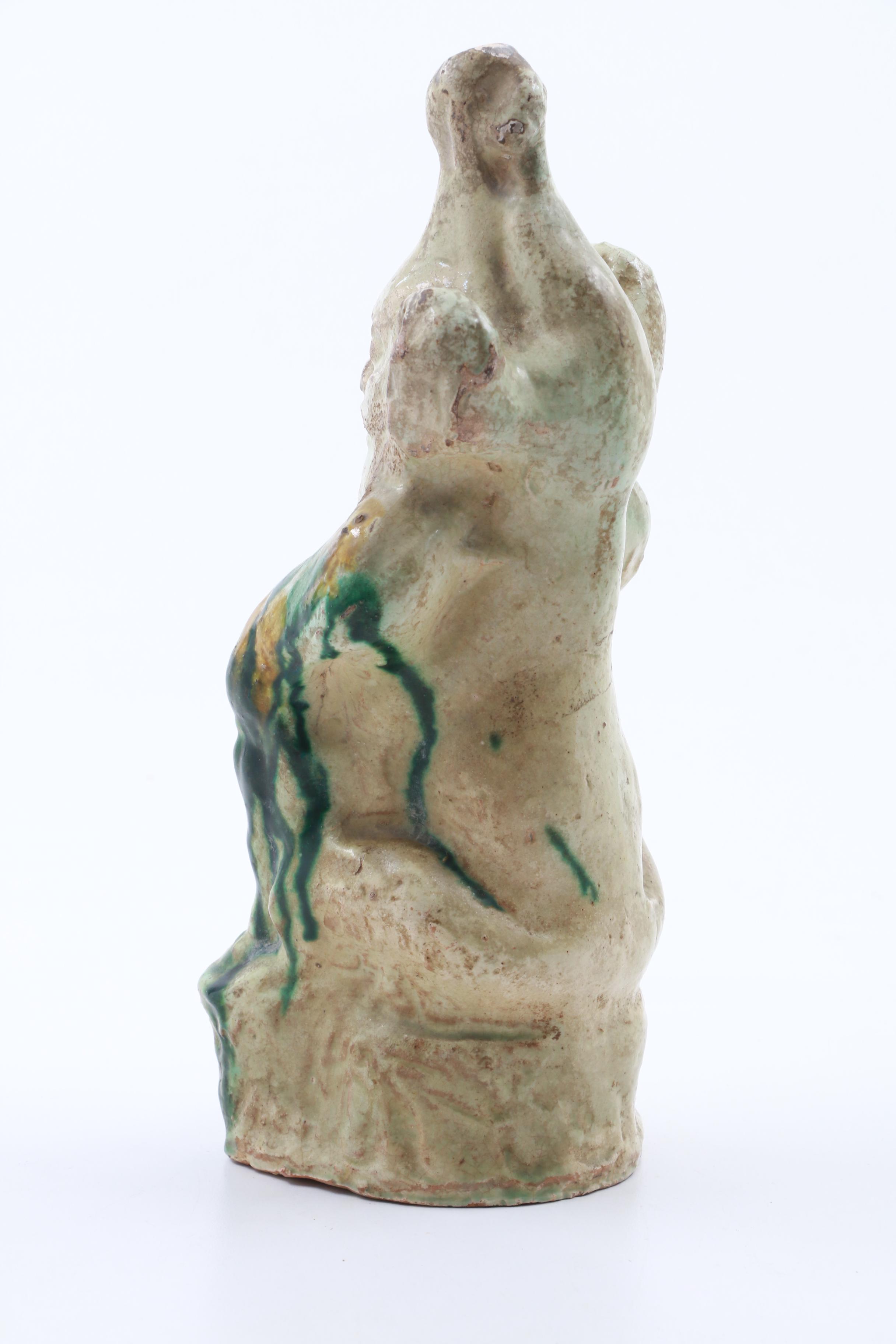 Chinese Glazed Ceramic Figural Roof Tile