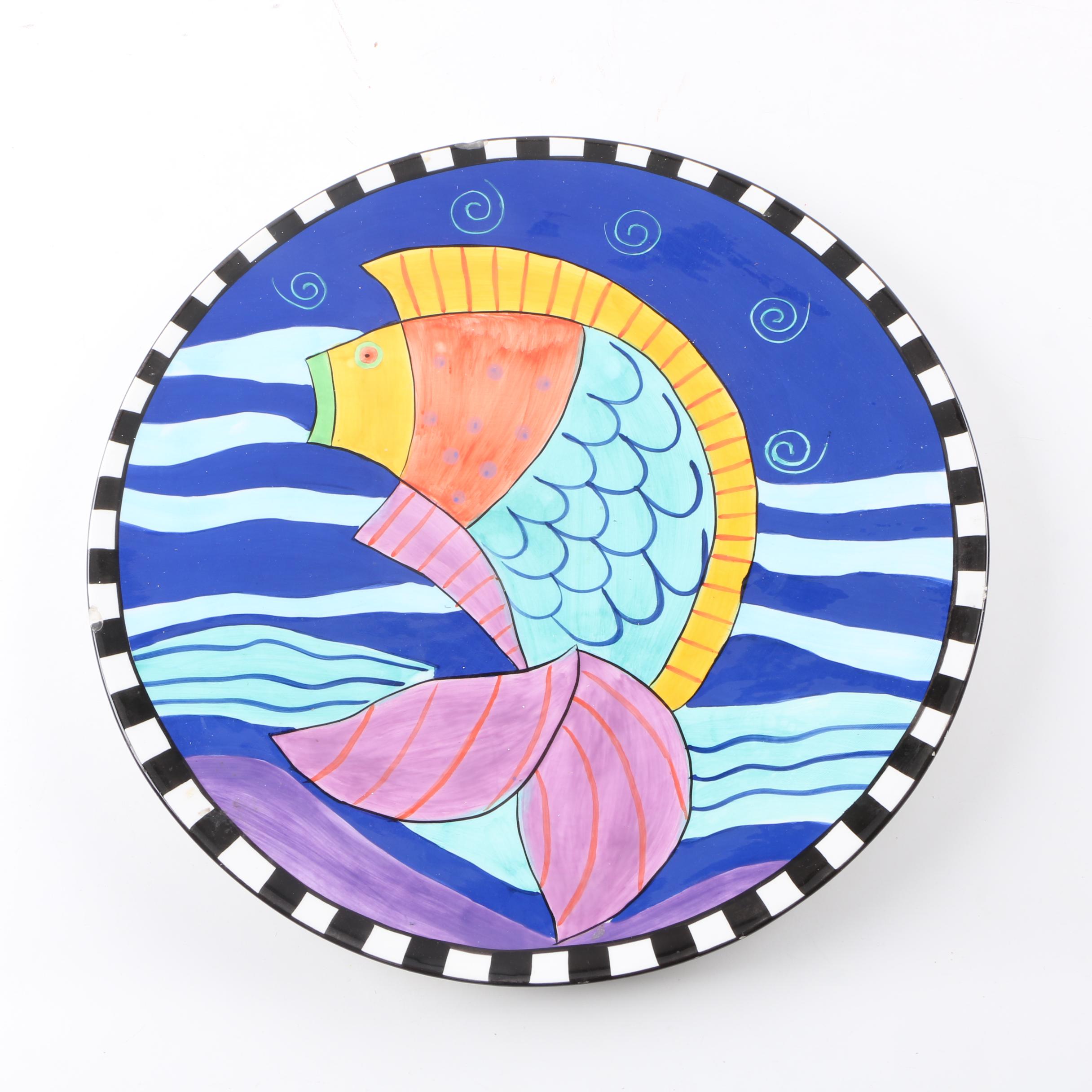 Laurel Burch Design Studio Multicolored Fish Platter 1998