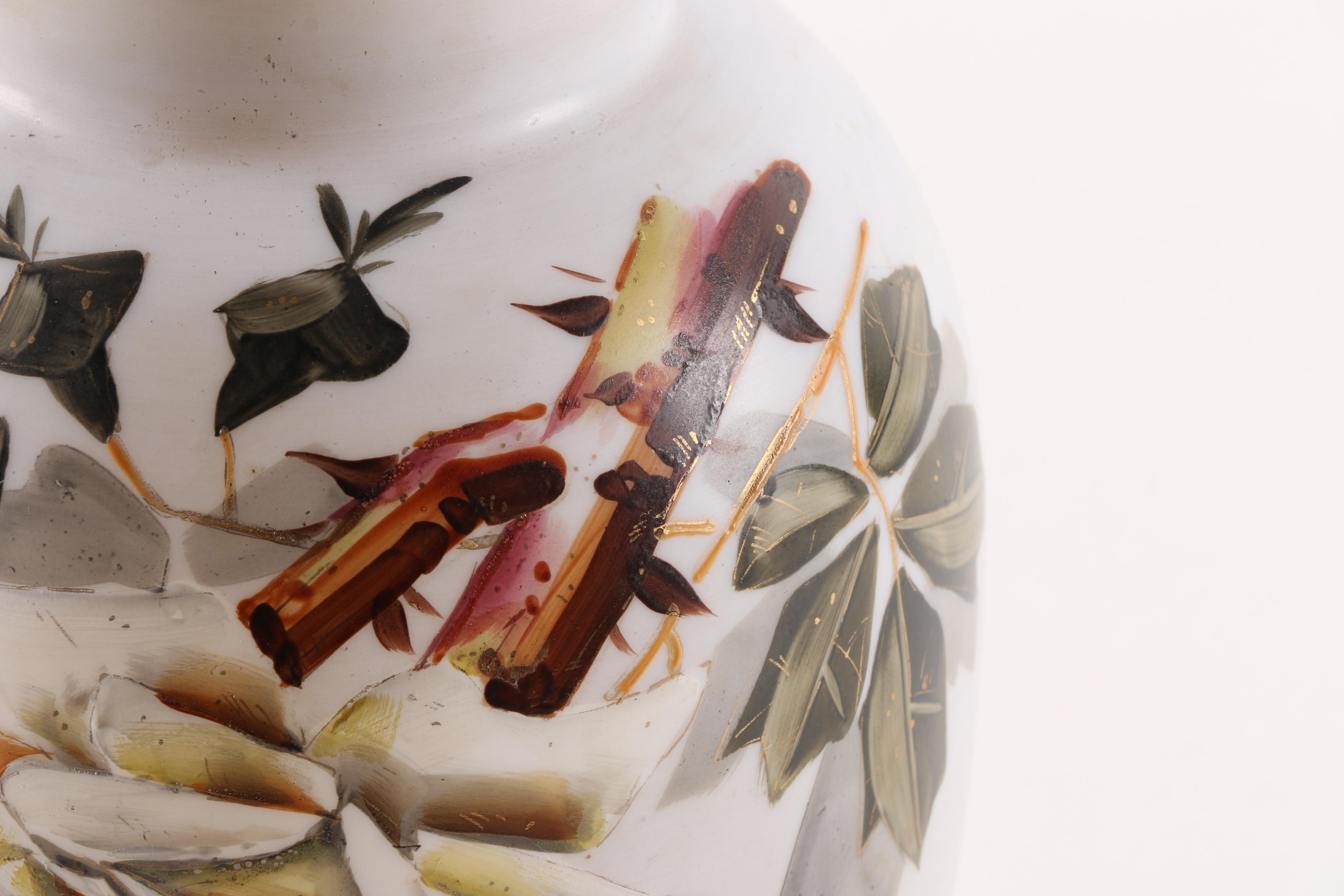 Vintage Hand-Painted Milk Glass Vase