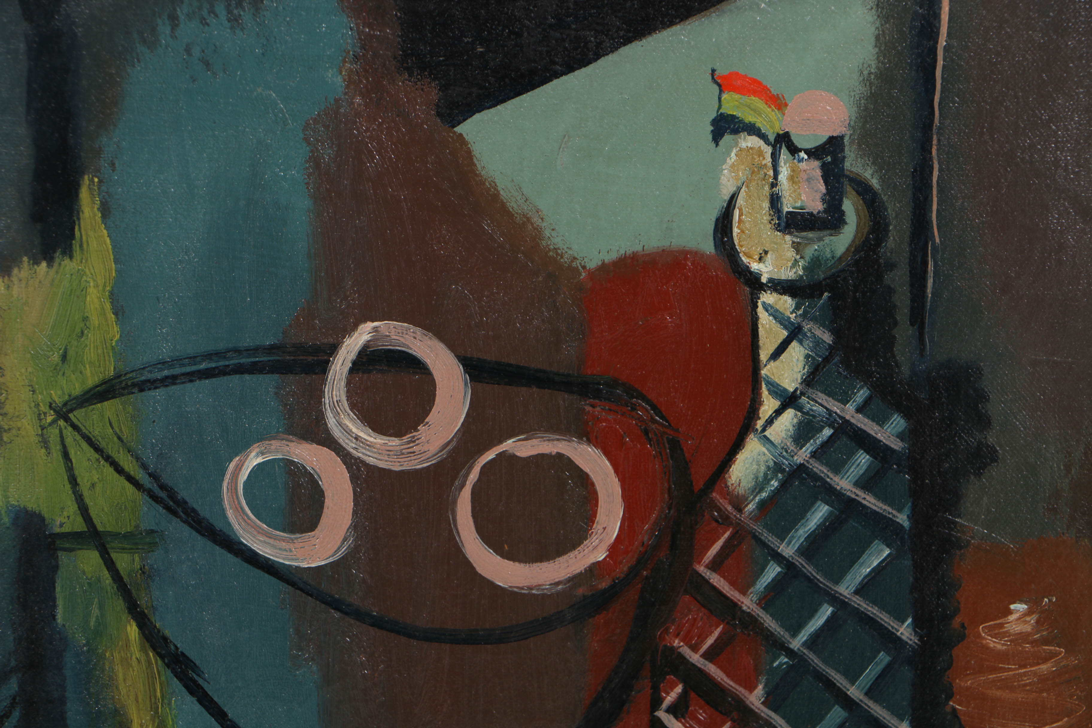 Edgar Yaeger 1939 Oil Painting on Canvas Abstract Still Life