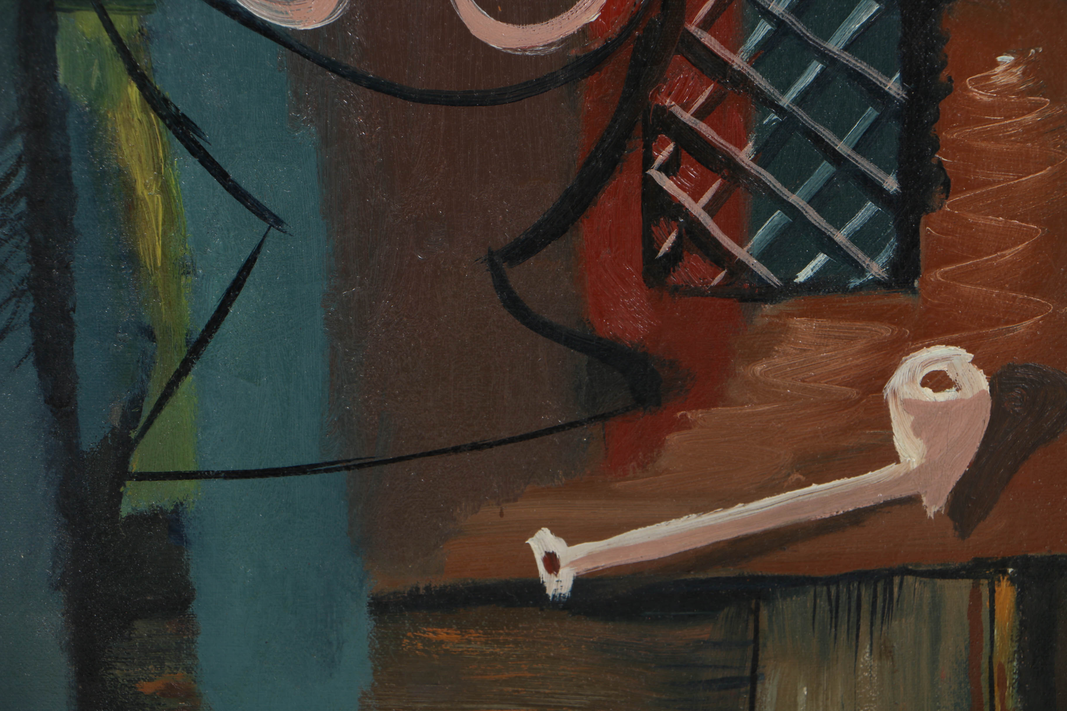 Edgar Yaeger 1939 Oil Painting on Canvas Abstract Still Life