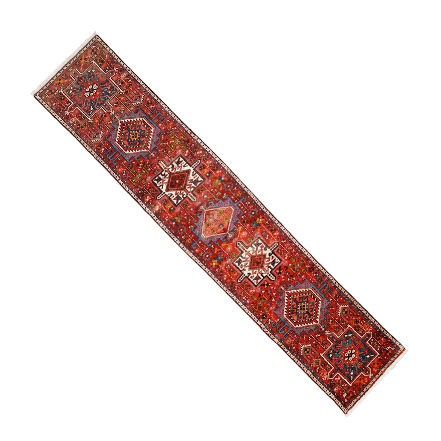 Hand-Knotted Persian Karaja Wool Carpet Runner