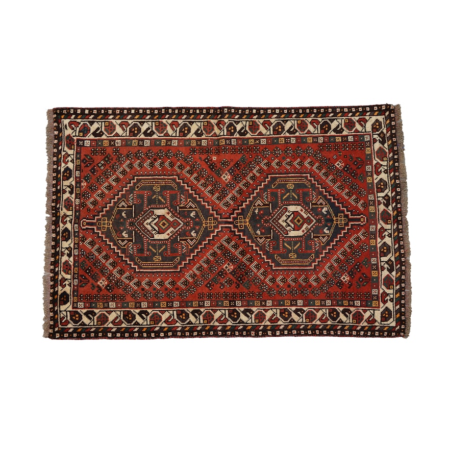 Hand-Knotted Persian Qashqai Area Rug