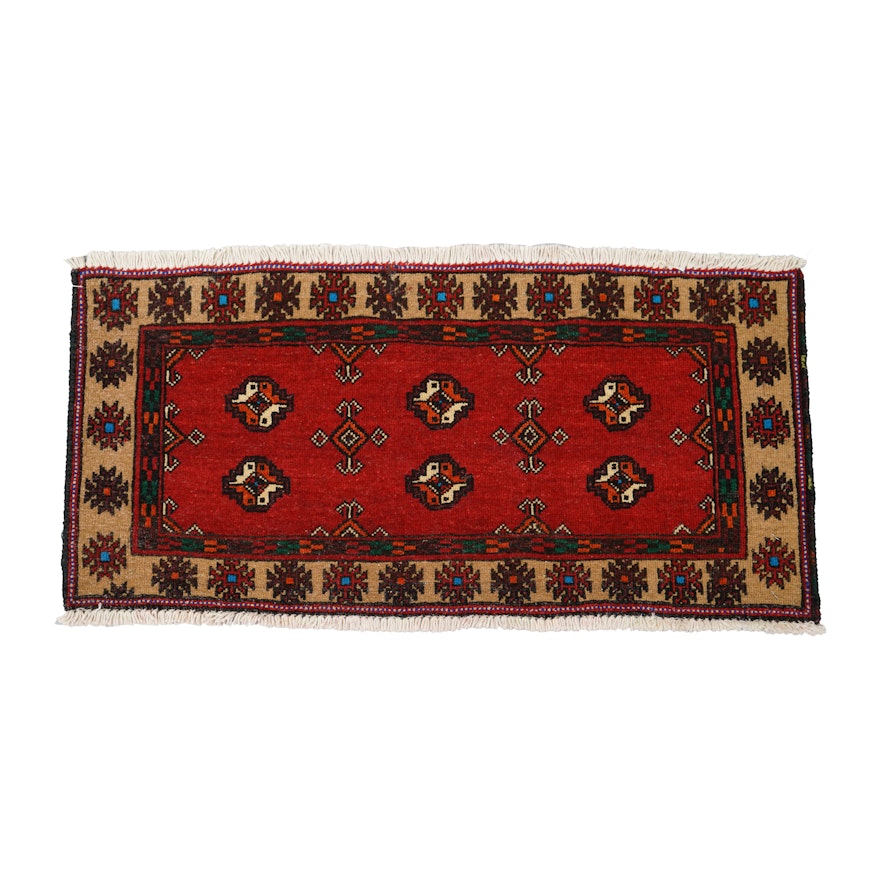 Hand-Knotted Turkmen Style Wool Accent Rug