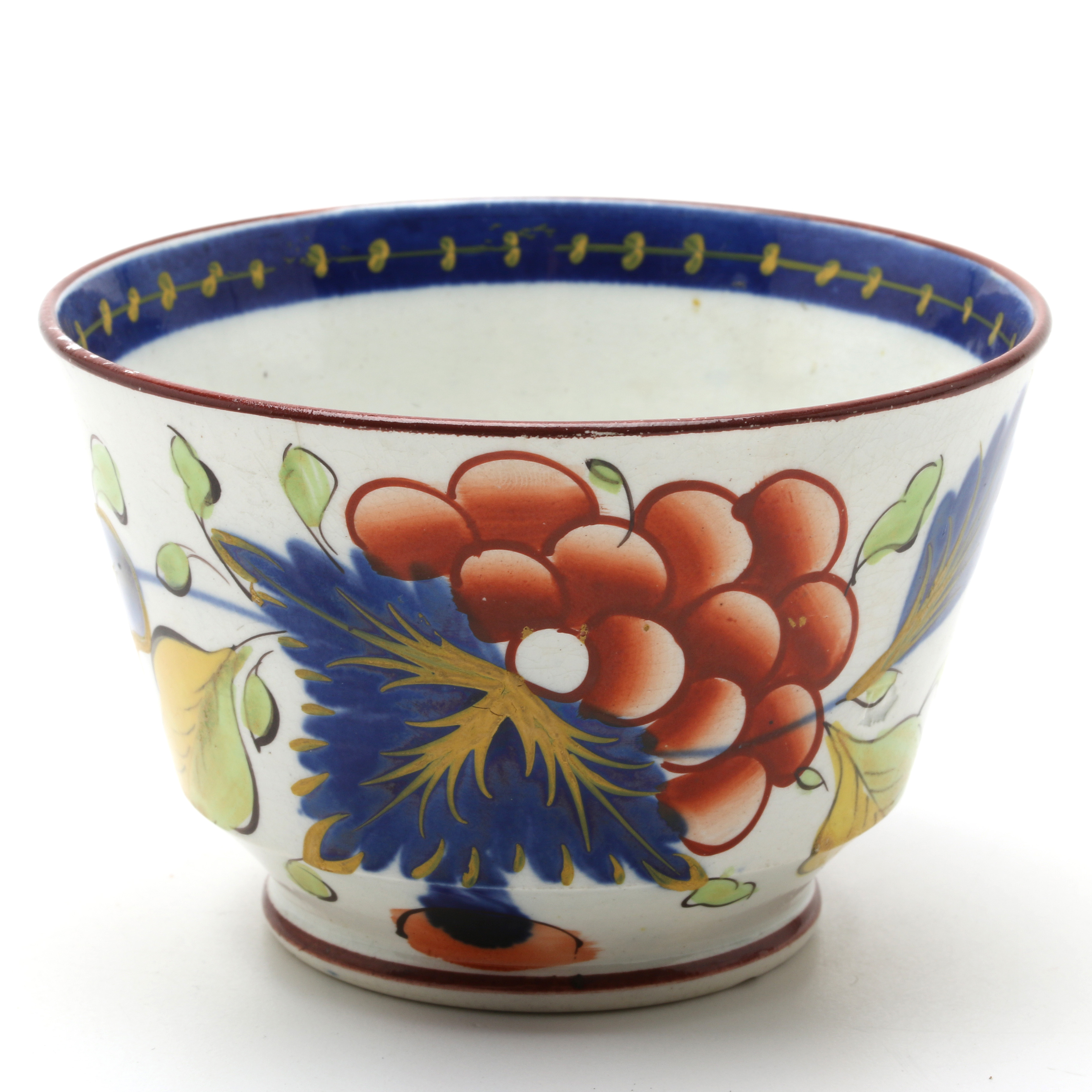 Gaudy Dutch "Grape" Pattern Cup and Saucer Circa 1810-1830