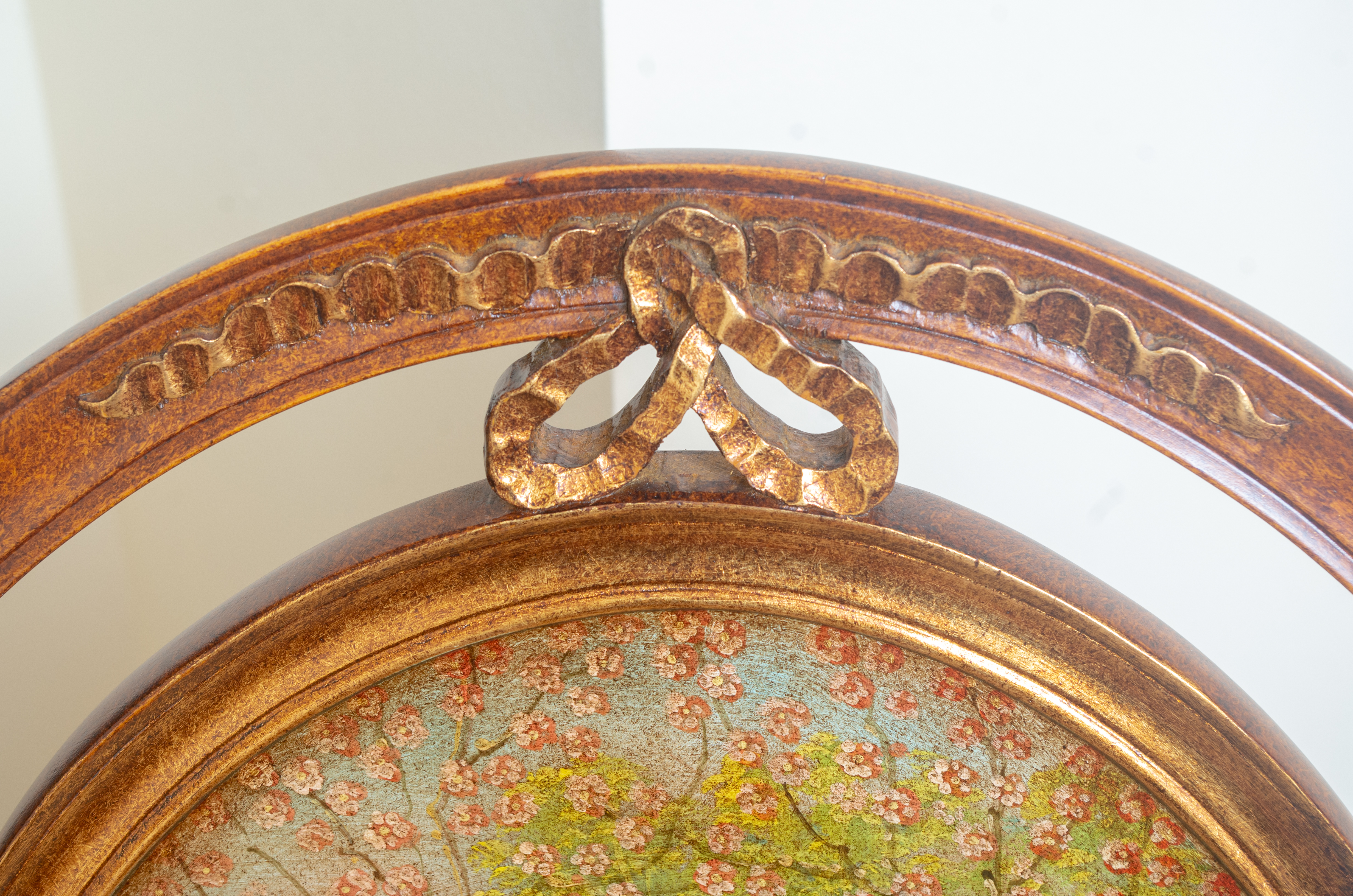 Vintage Upholstered Chairs With Painted Splats