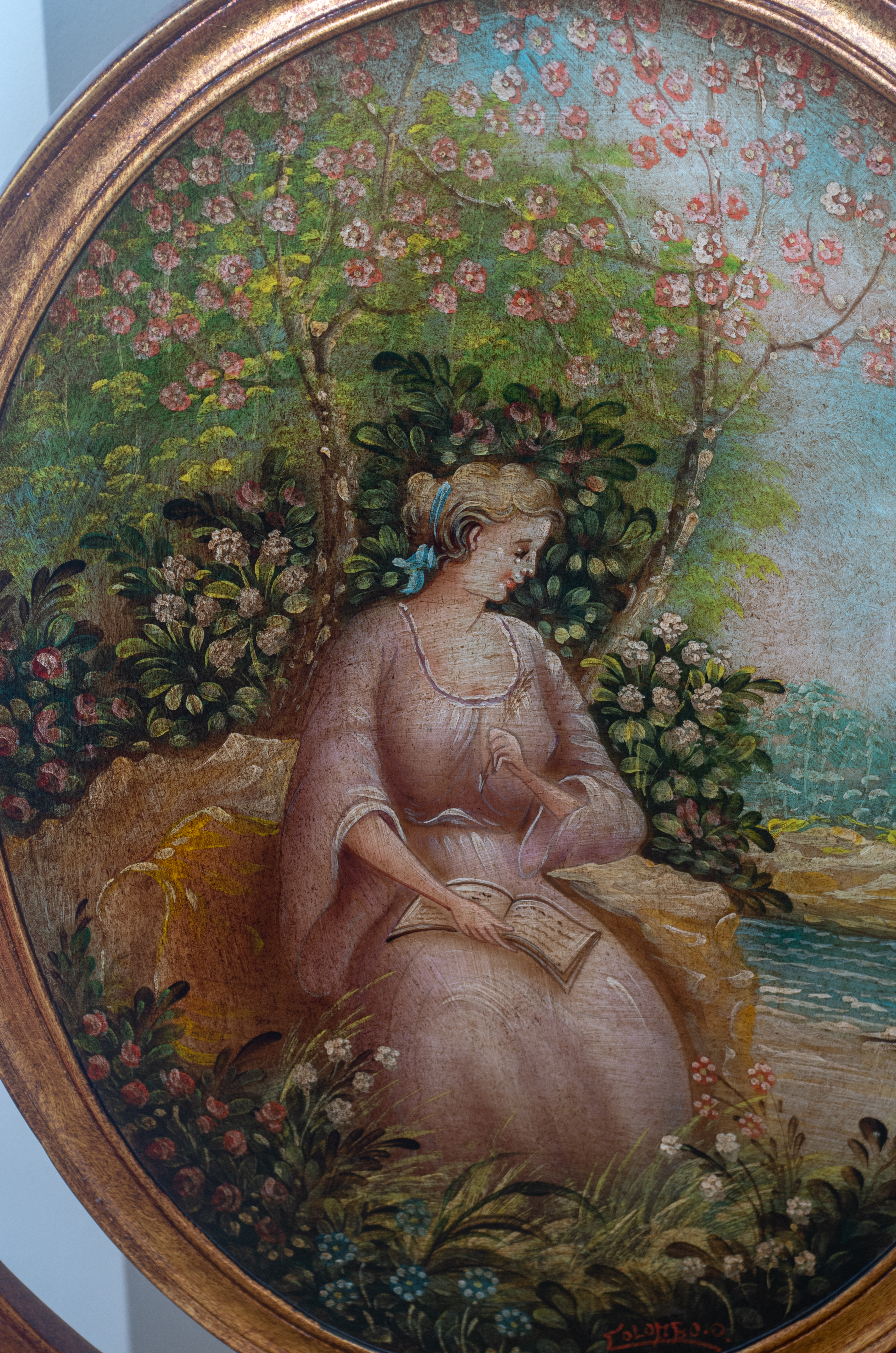 Vintage Upholstered Chairs With Painted Splats