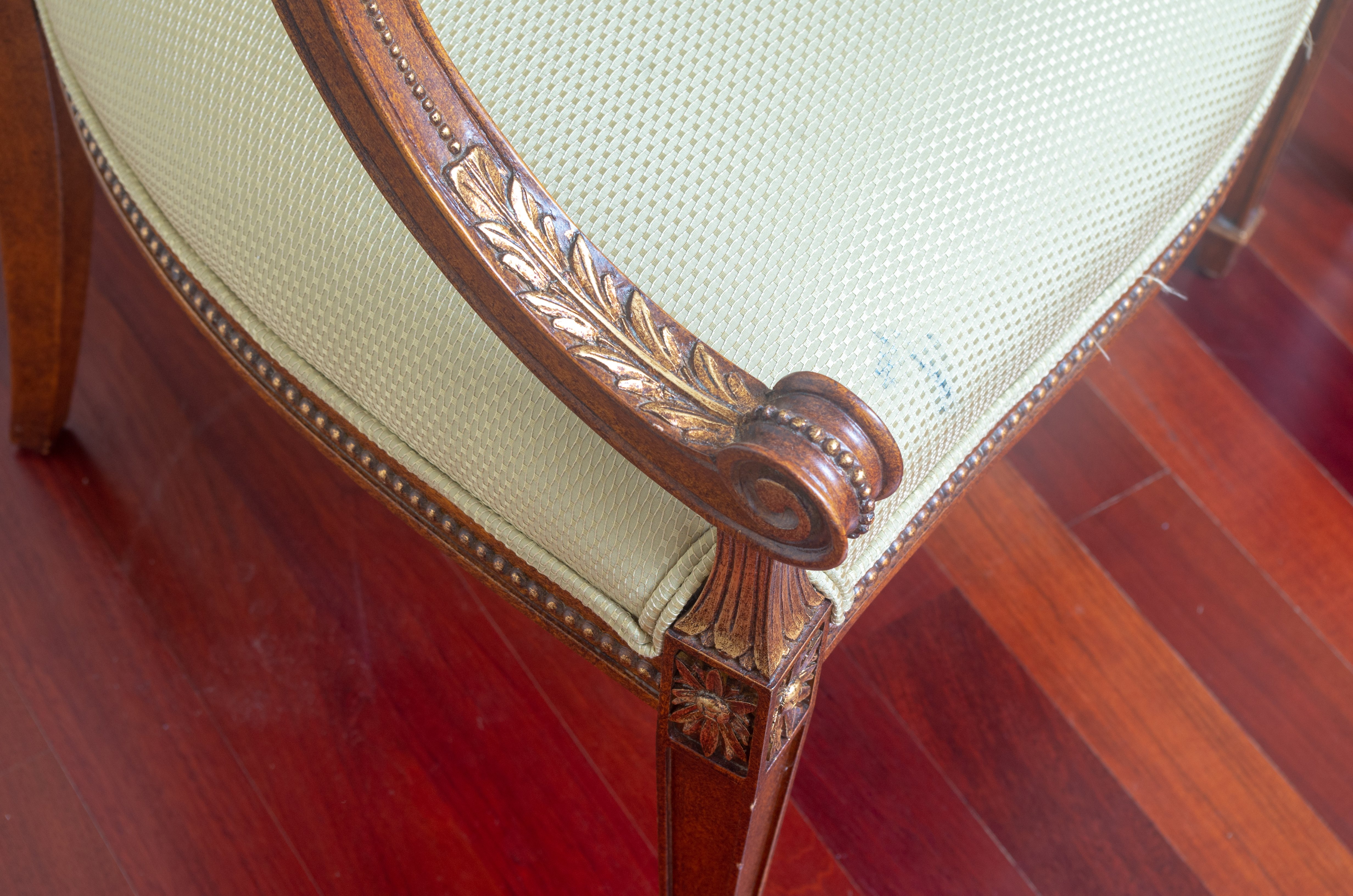 Vintage Upholstered Chairs With Painted Splats