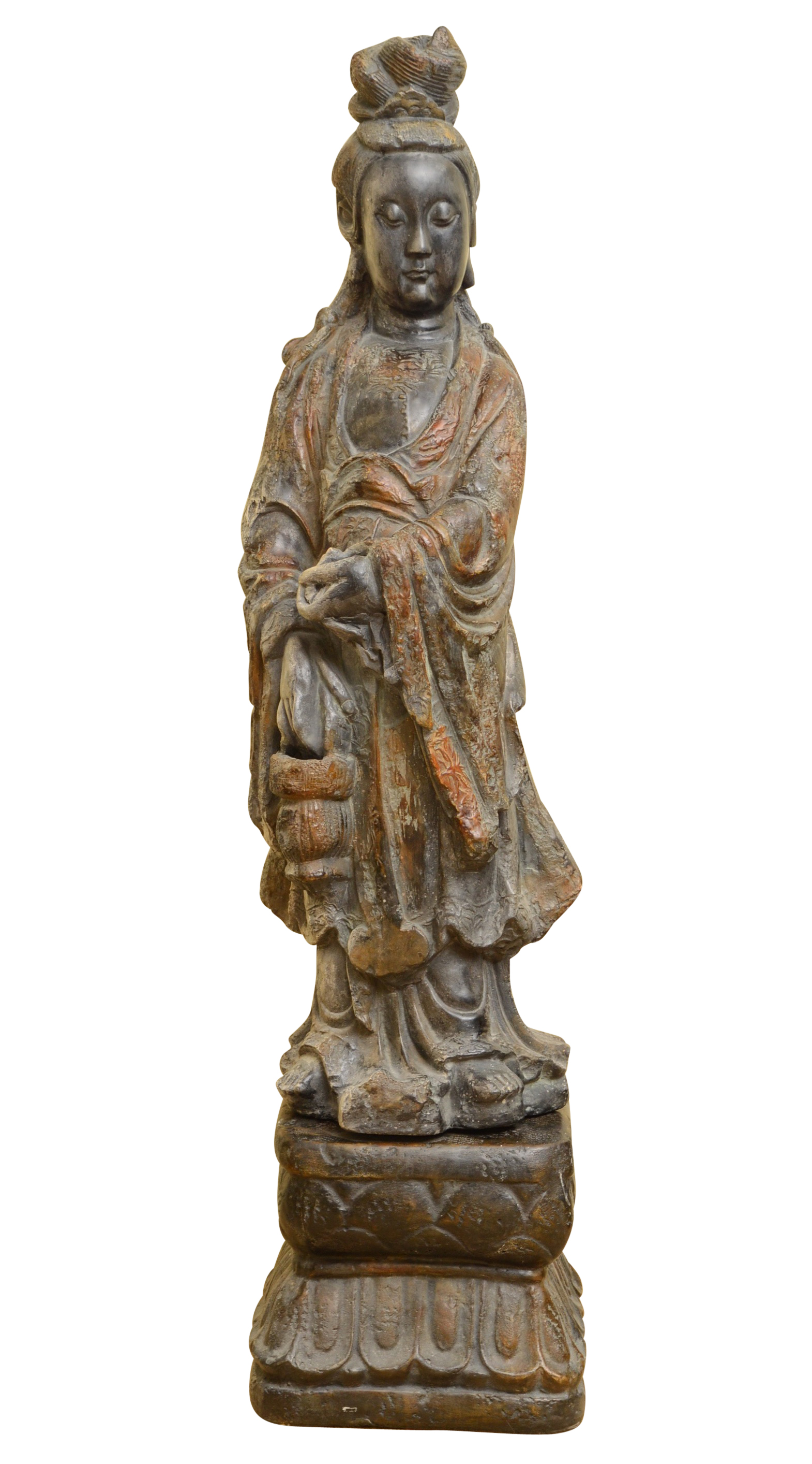 Attila Tivadar Vintage Cast Stone Sculpture of Female Figure with Stand