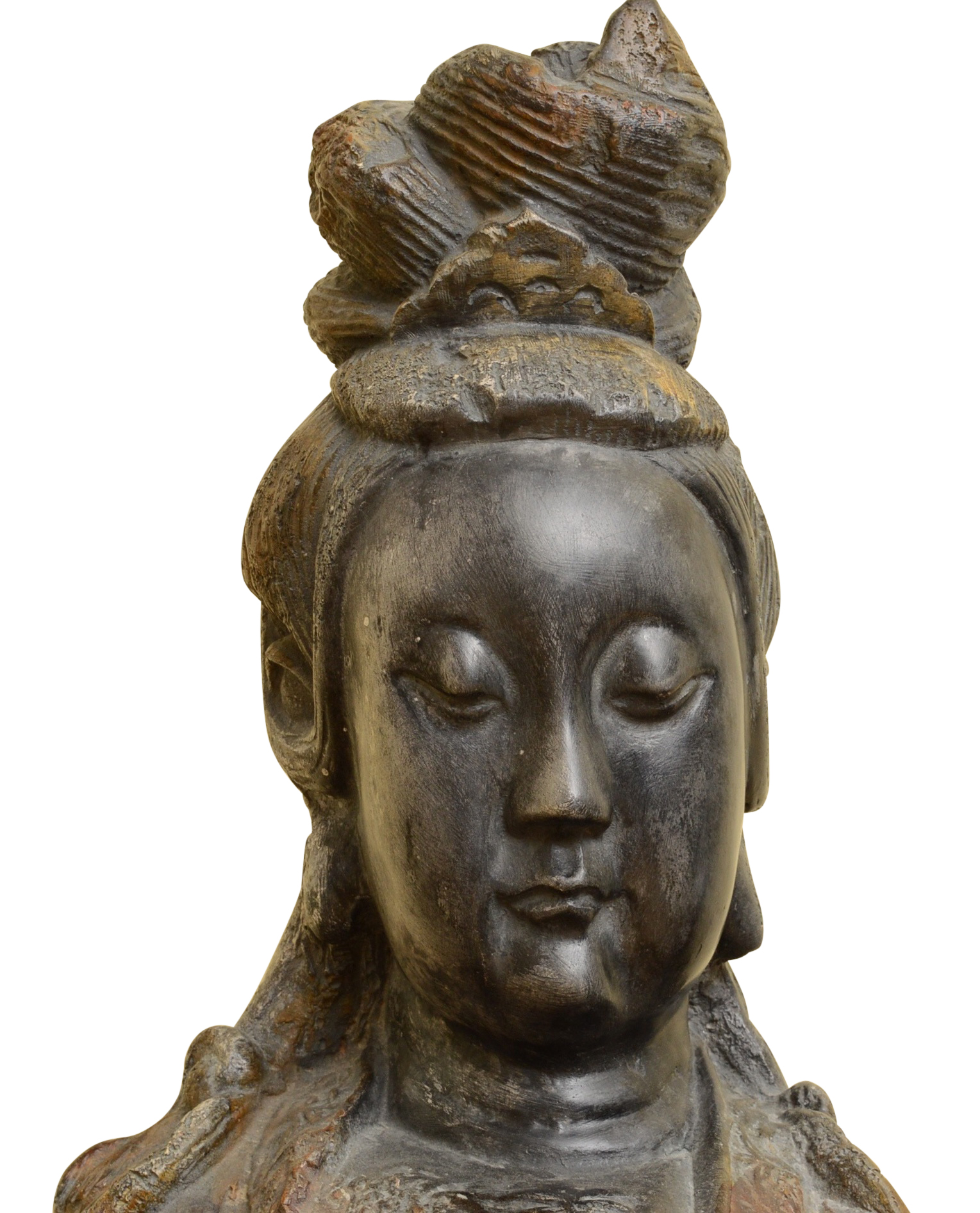 Attila Tivadar Vintage Cast Stone Sculpture of Female Figure with Stand