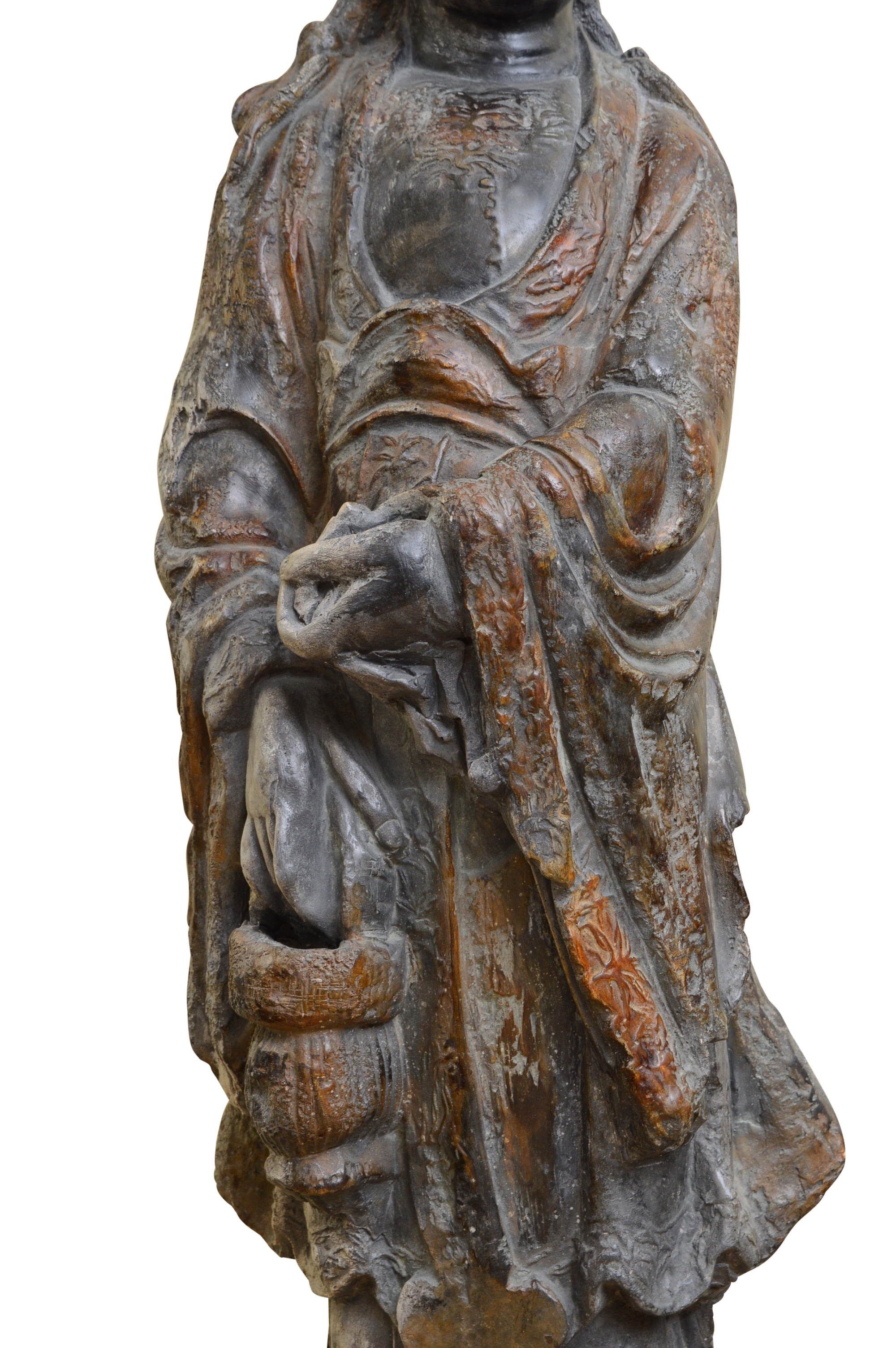 Attila Tivadar Vintage Cast Stone Sculpture of Female Figure with Stand