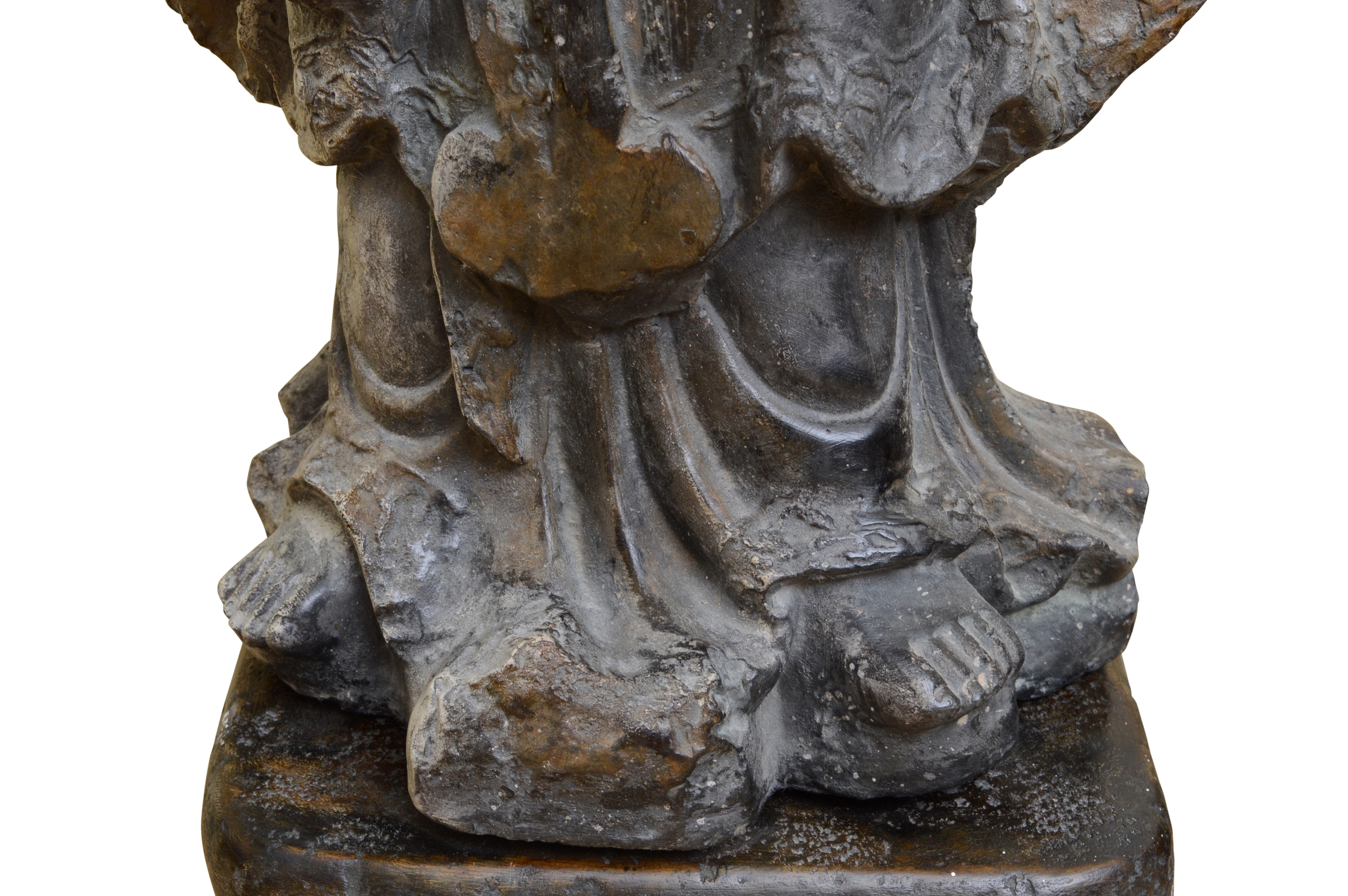 Attila Tivadar Vintage Cast Stone Sculpture of Female Figure with Stand