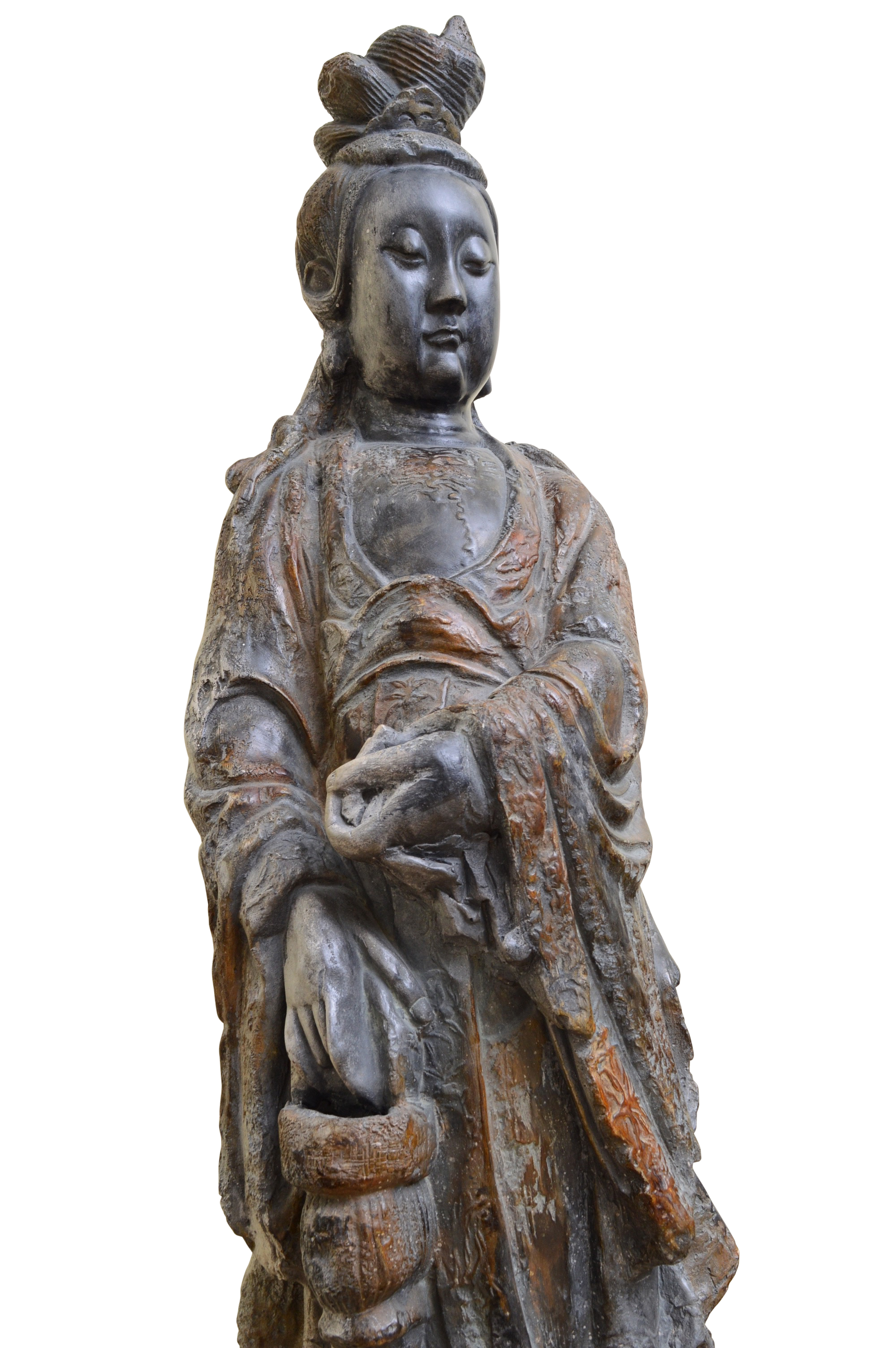 Attila Tivadar Vintage Cast Stone Sculpture of Female Figure with Stand