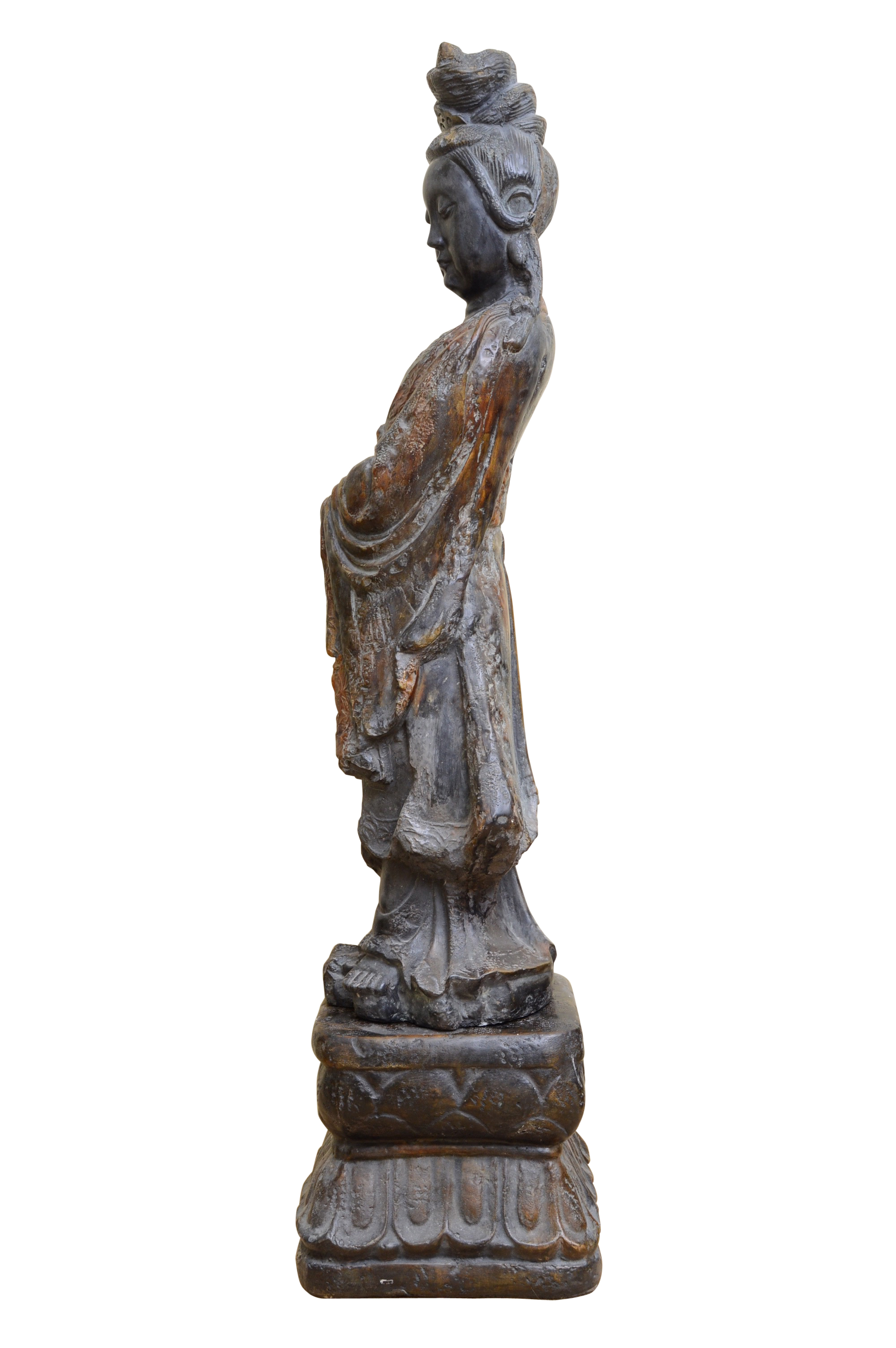 Attila Tivadar Vintage Cast Stone Sculpture of Female Figure with Stand
