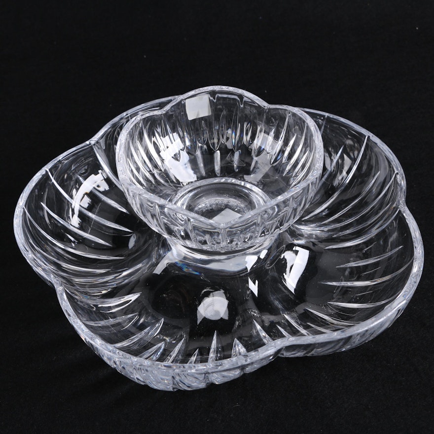 Miller Rogaska Crystal Relish Serving Tray and Dip Bowl Handmade in Slovenia