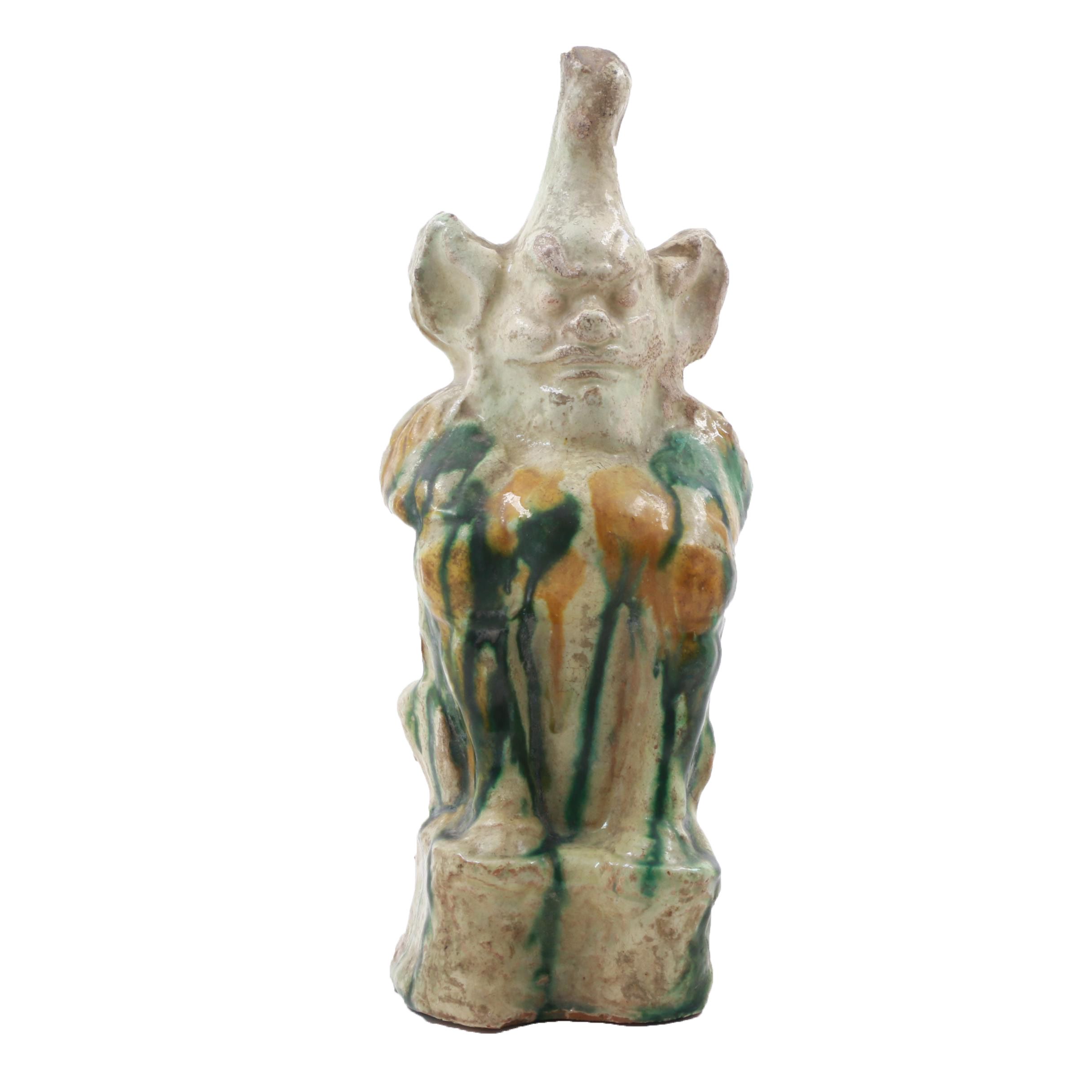 Chinese Glazed Ceramic Figural Roof Tile