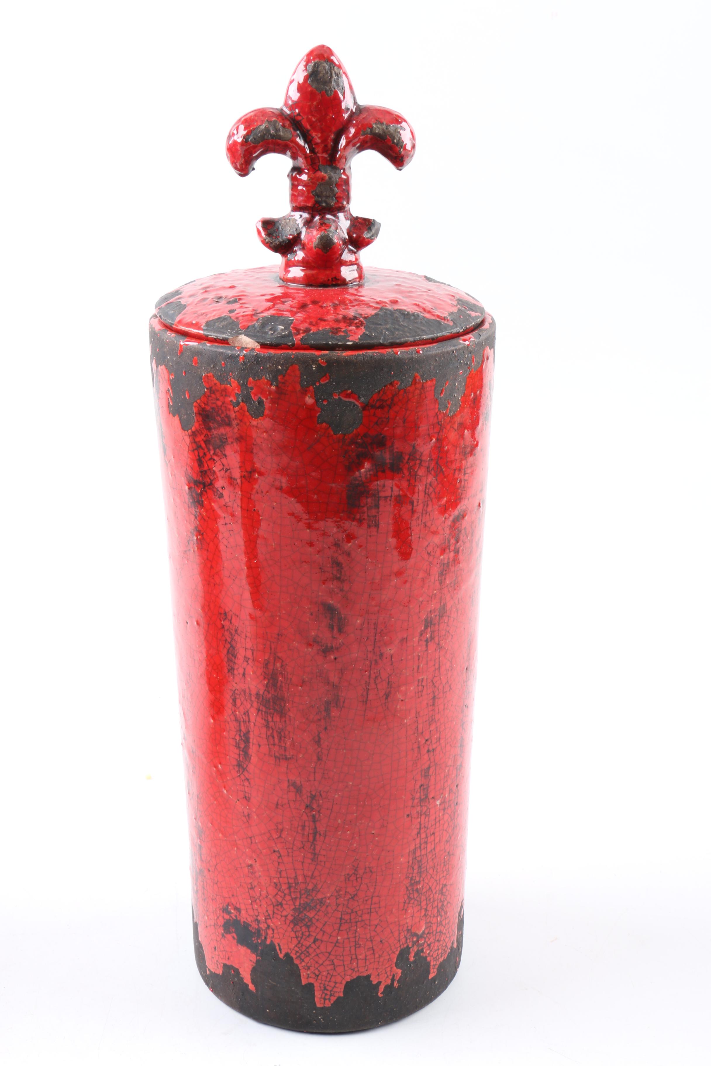 Red Canisters in Distressed Finish