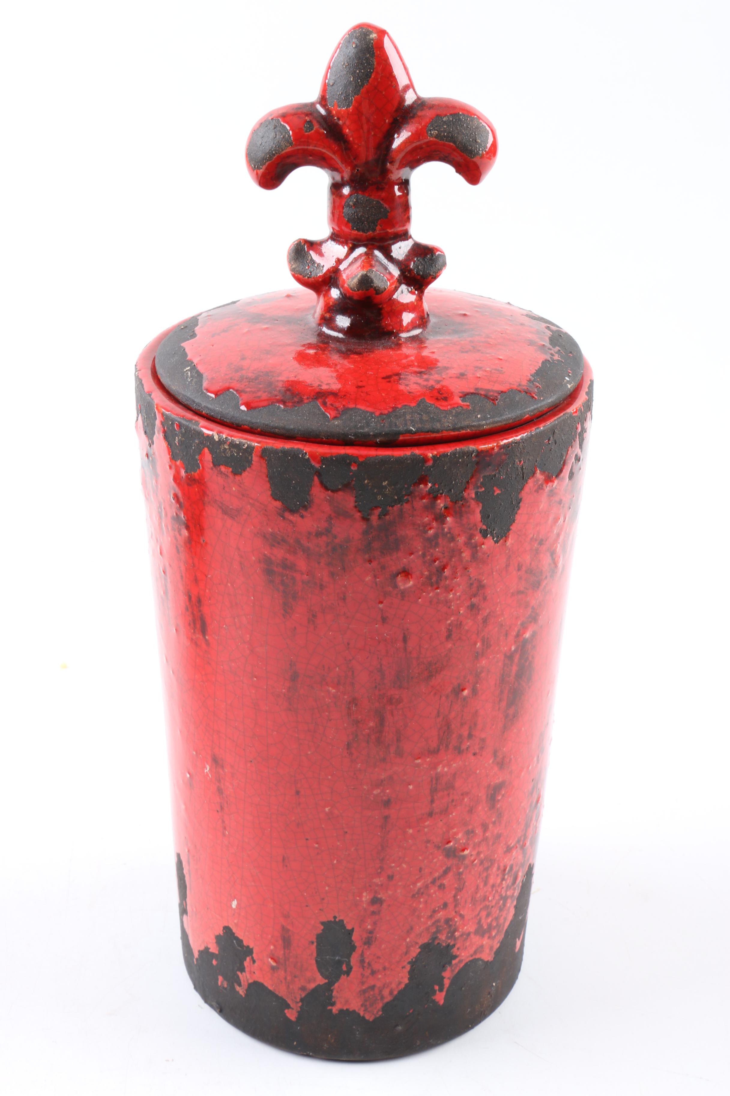 Red Canisters in Distressed Finish