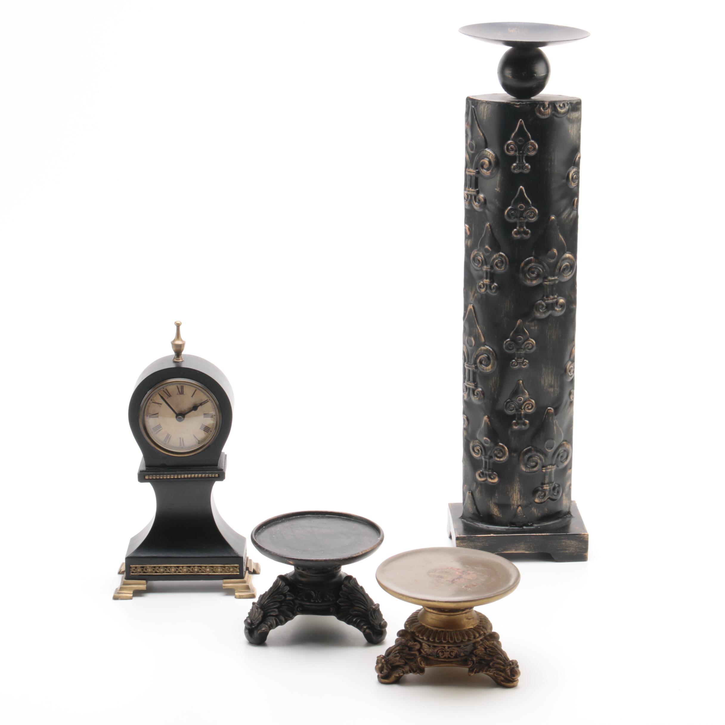 Decorative Pillar Candle Holders and Clock