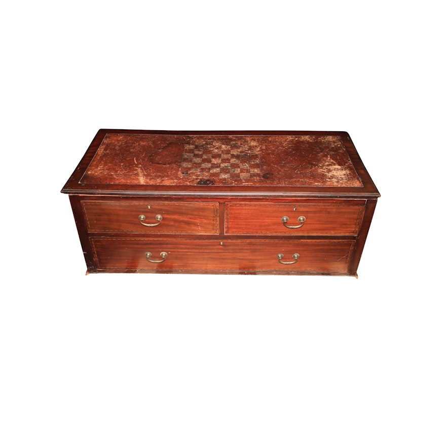 Low Chest of Drawers with Checkerboard Inlay Top