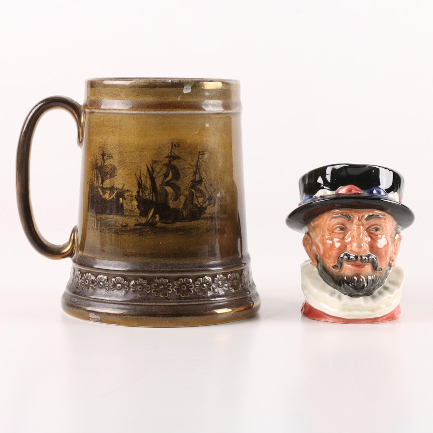 Ridgways Royal Vistas Ware Stein with Royal Doulton "Beefeater" Toby Jug