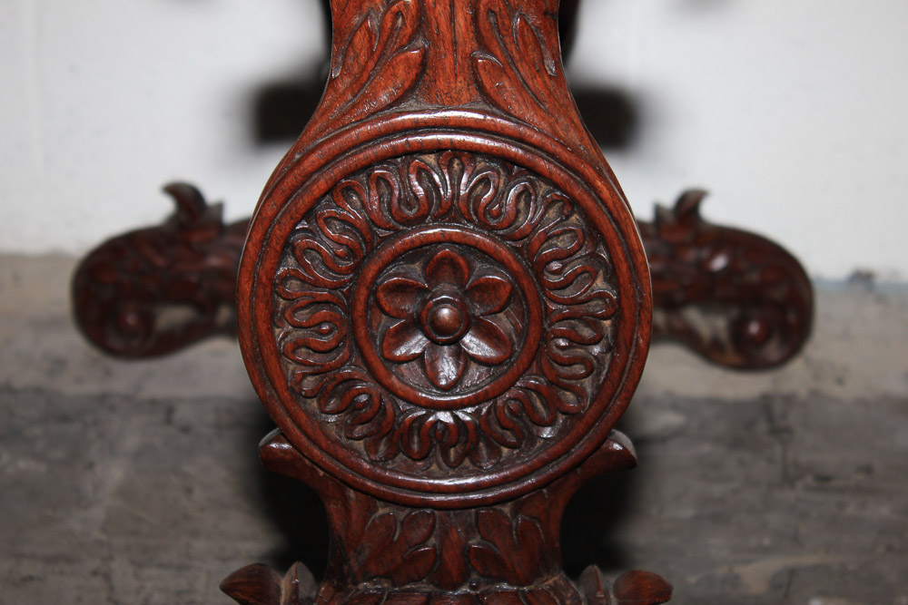 Carved Trestle Leg Table