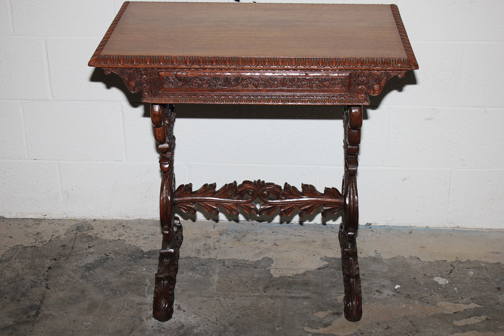 Carved Trestle Leg Table