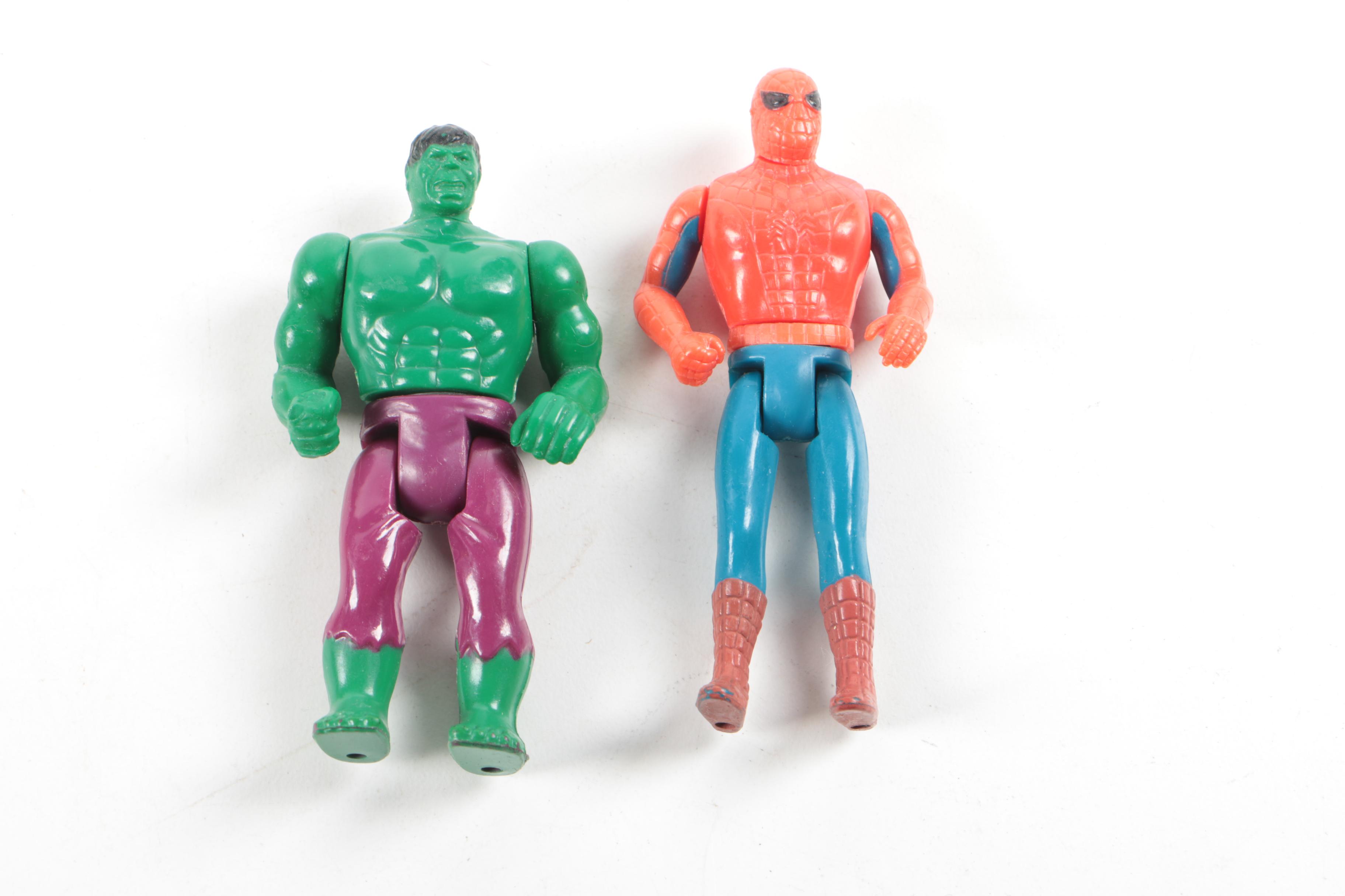 1970s Hulk, Spider-Man, and "Dukes of Hazzard" Action Figures with Watch