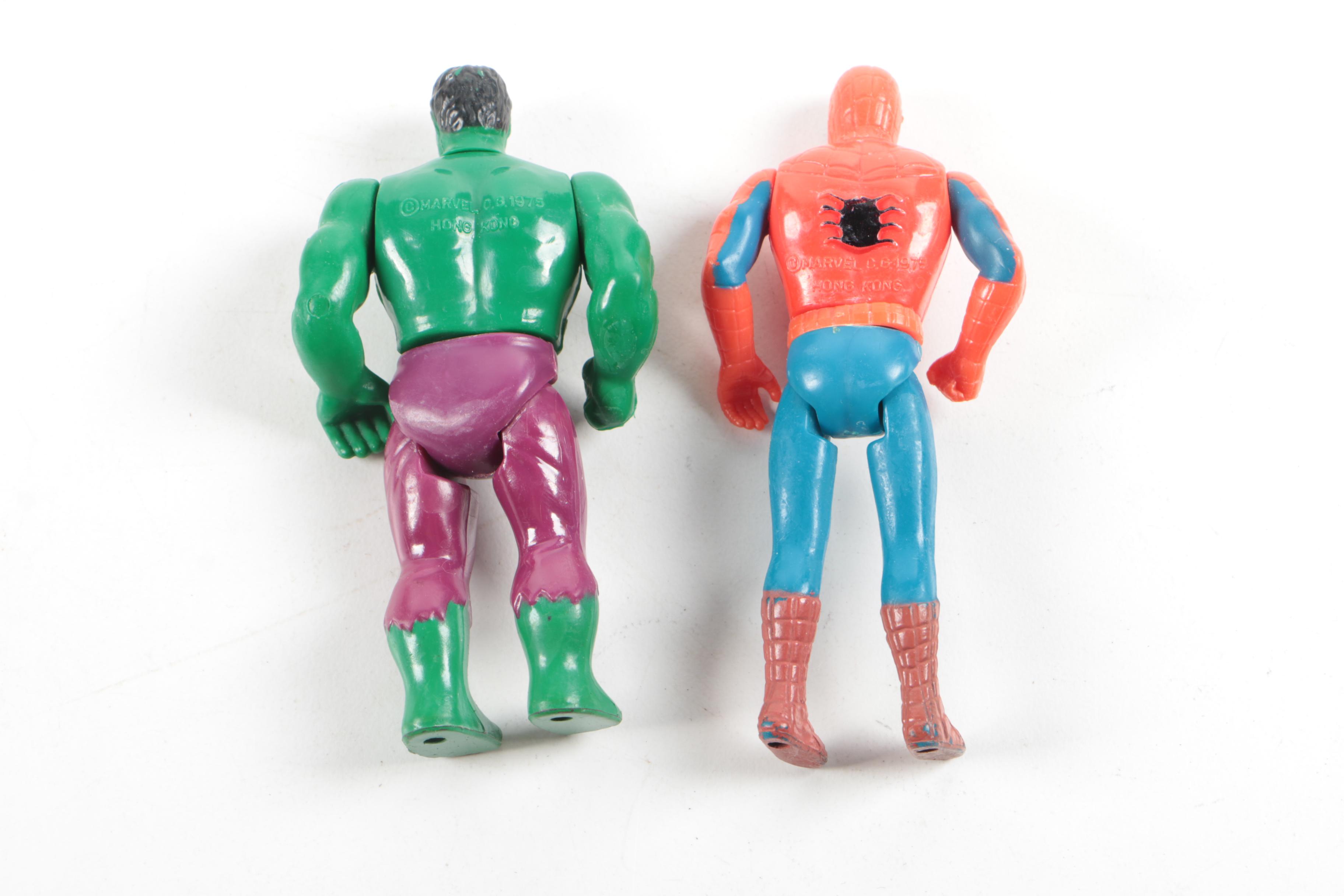 1970s Hulk, Spider-Man, and "Dukes of Hazzard" Action Figures with Watch