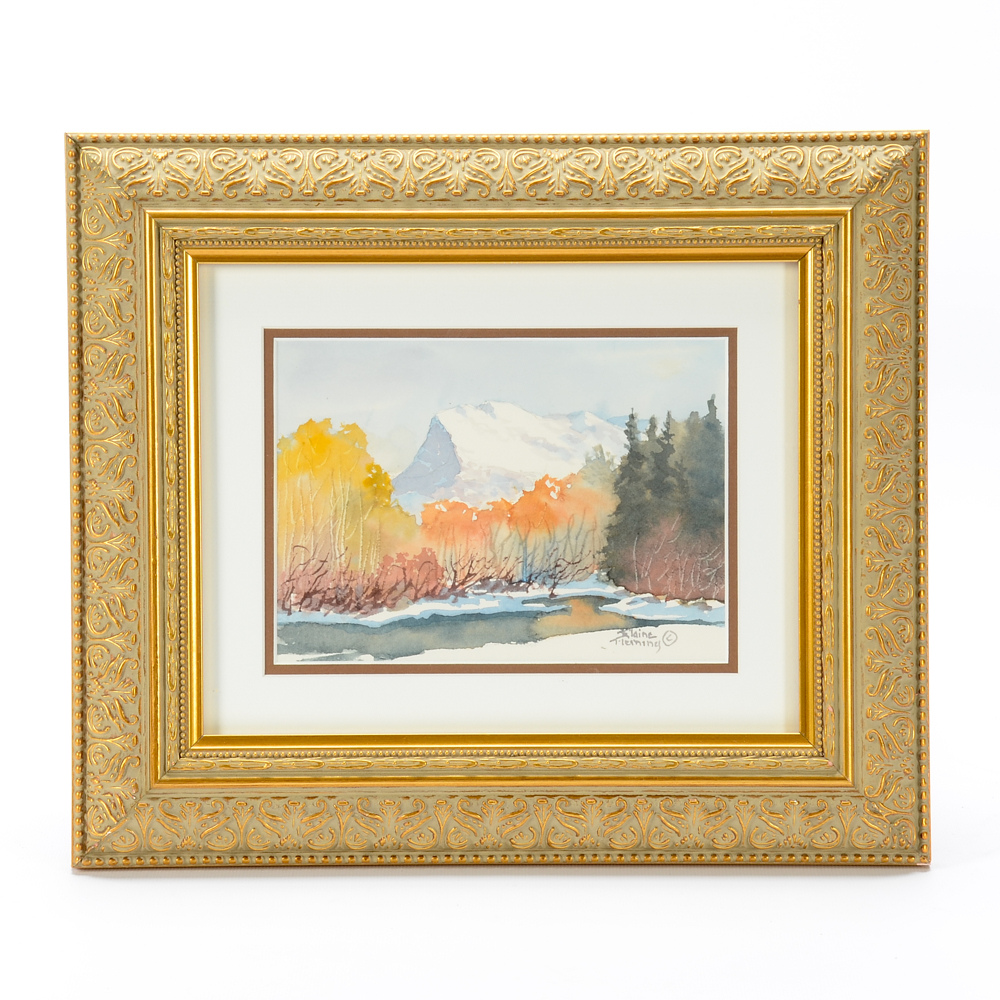 Elaine Fleming Original Watercolor Painting of Mountain Landscape