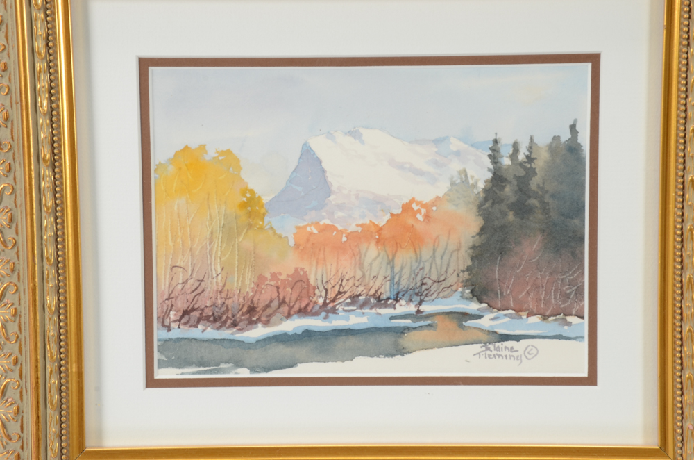 Elaine Fleming Original Watercolor Painting of Mountain Landscape