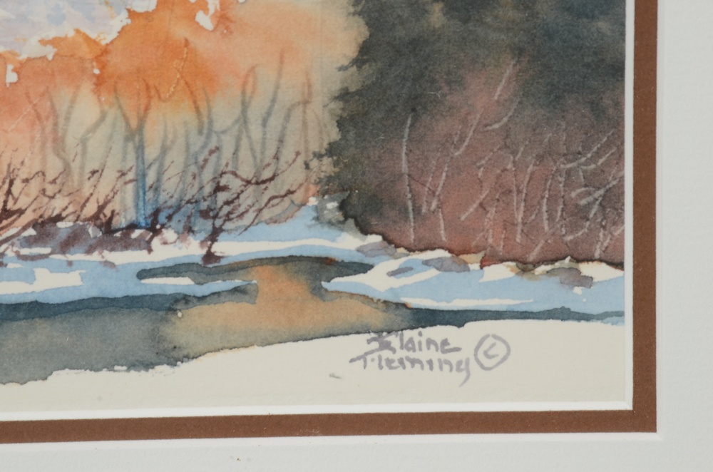 Elaine Fleming Original Watercolor Painting of Mountain Landscape